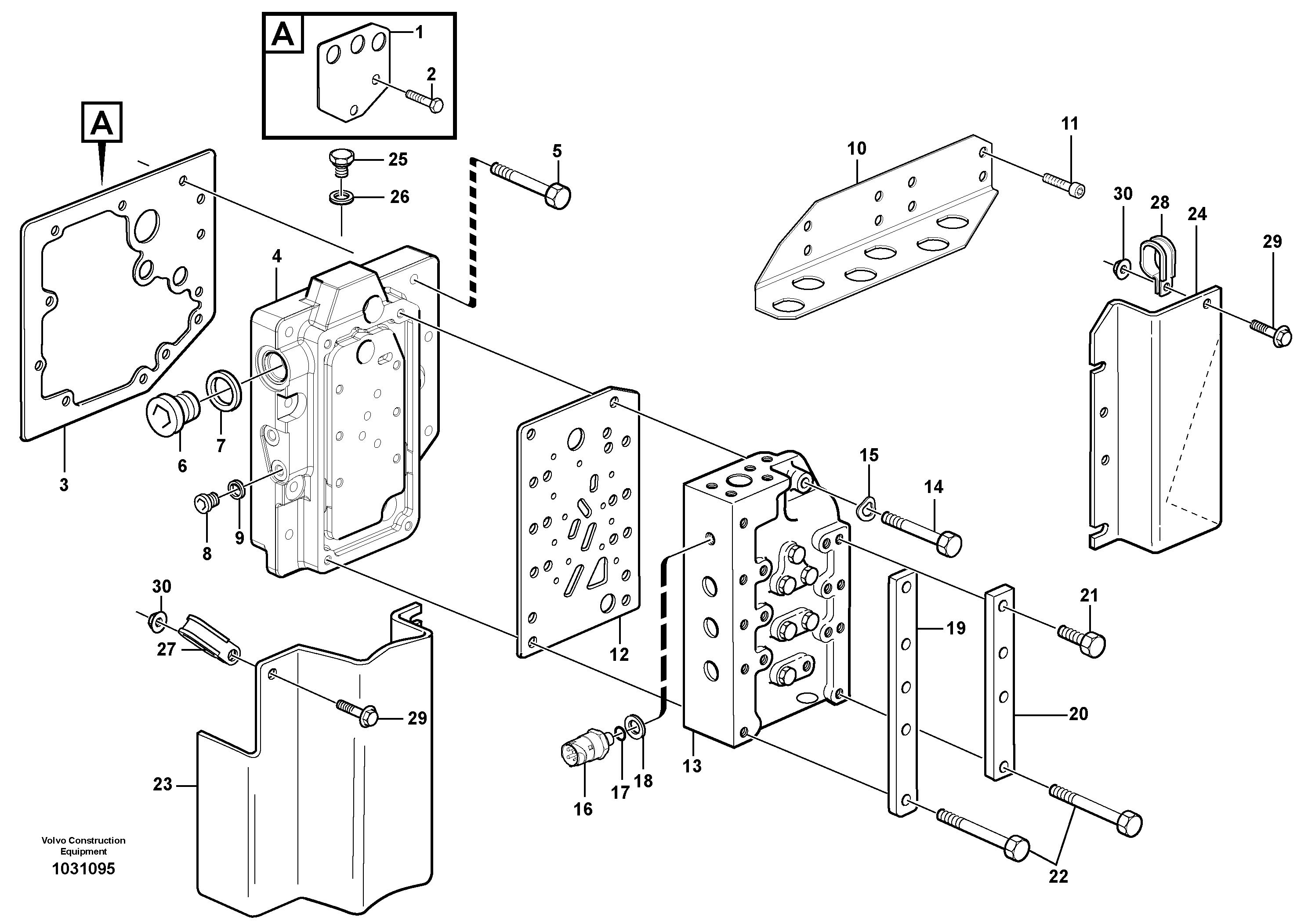 Схема запчастей Volvo L180F - 82404 Range selector valve with fitting parts L180F