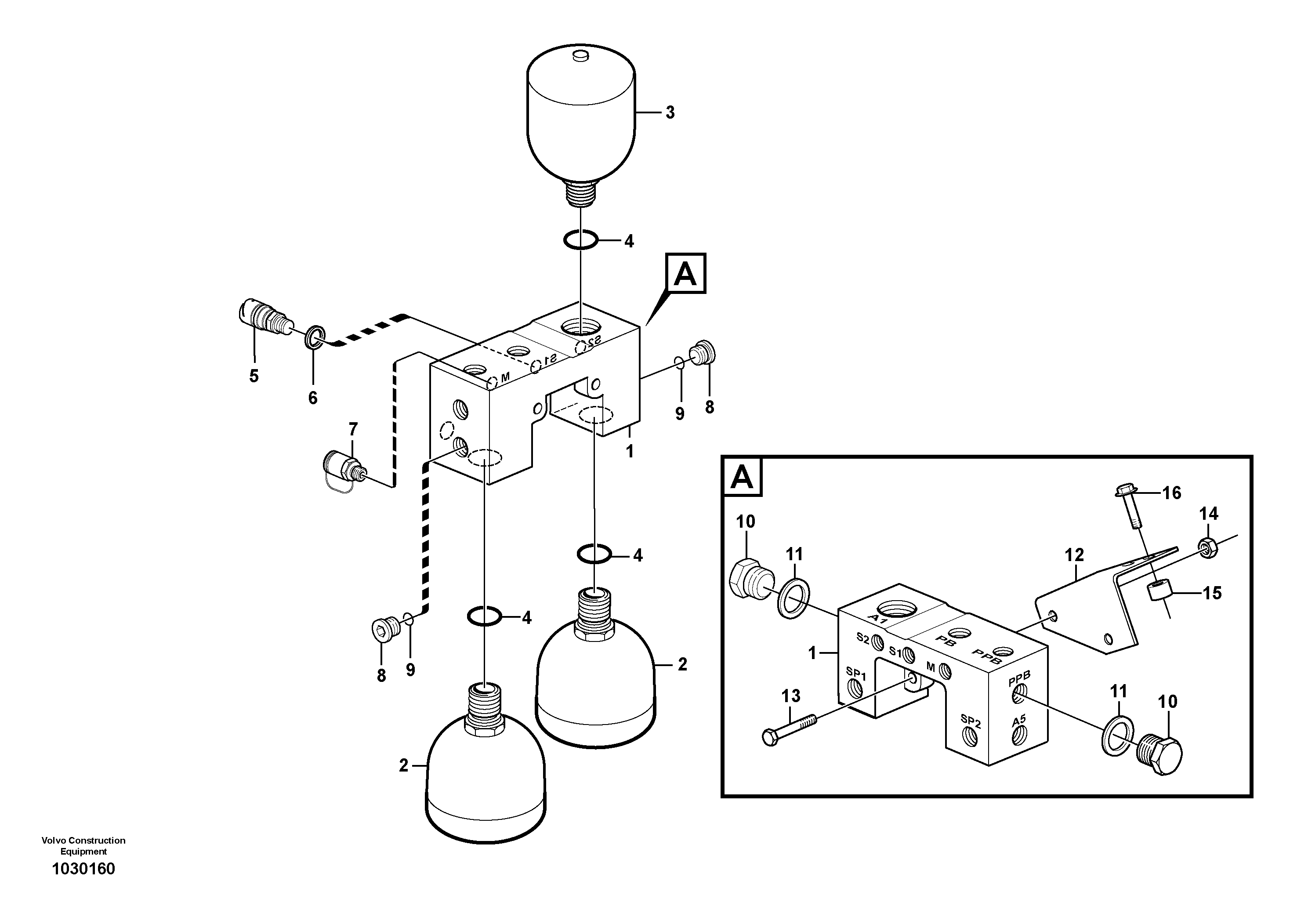 Схема запчастей Volvo L180F - 95831 Valve and accumulators L180F