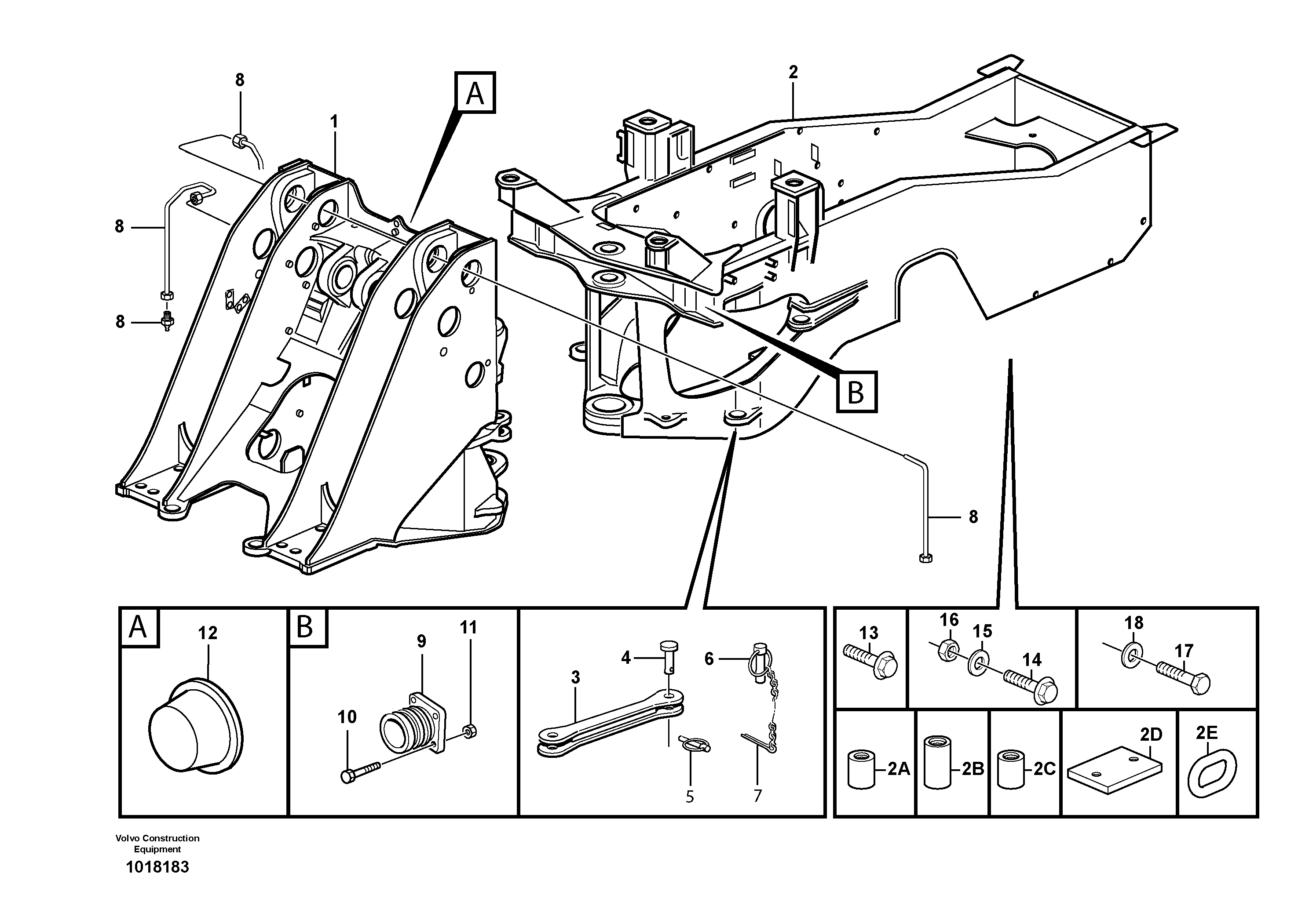 Схема запчастей Volvo L180F - 84752 Frame L180F