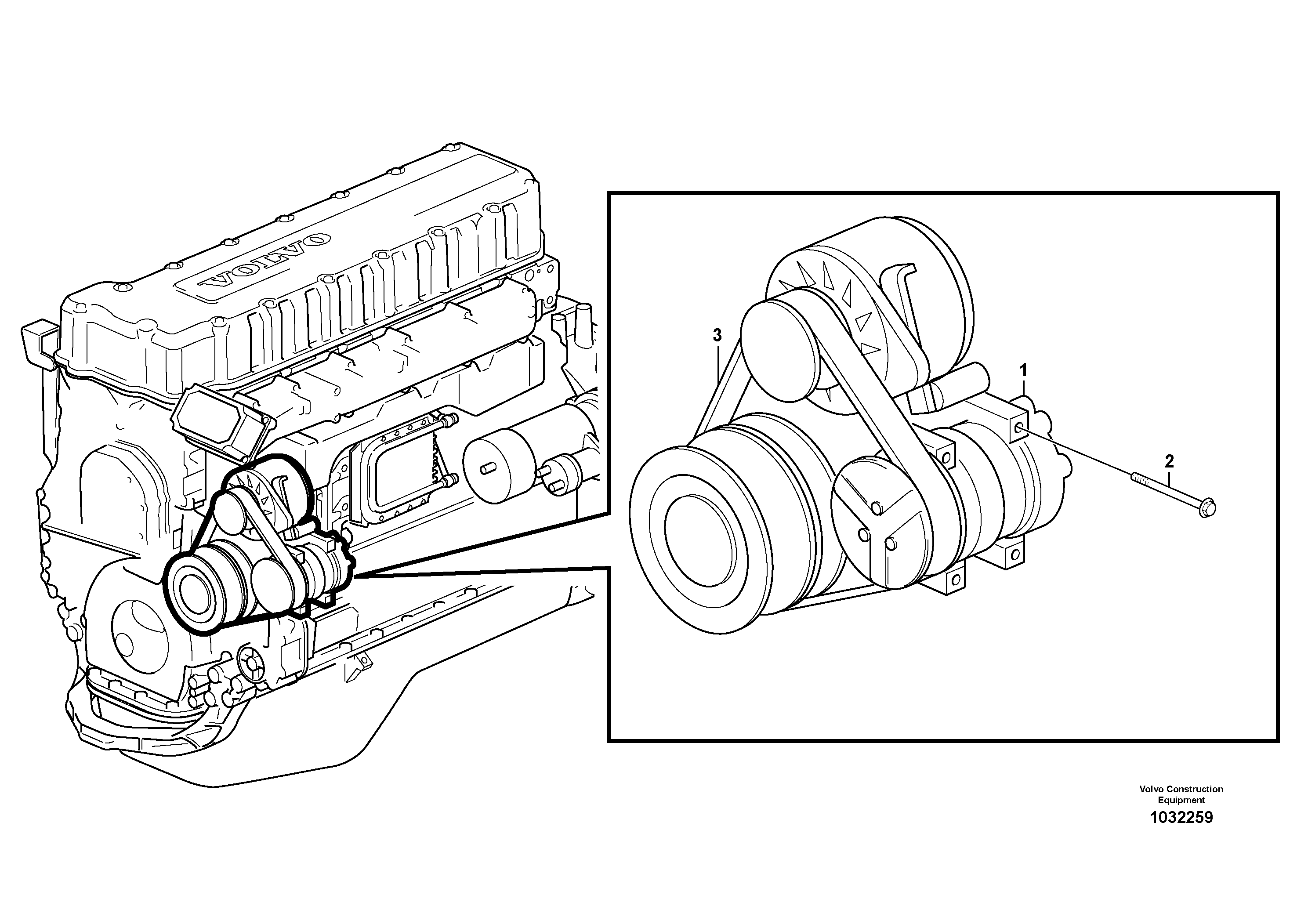 Схема запчастей Volvo L180F - 95256 Compressor for cooling agent R134a with fitting parts L180F HL HIGH-LIFT