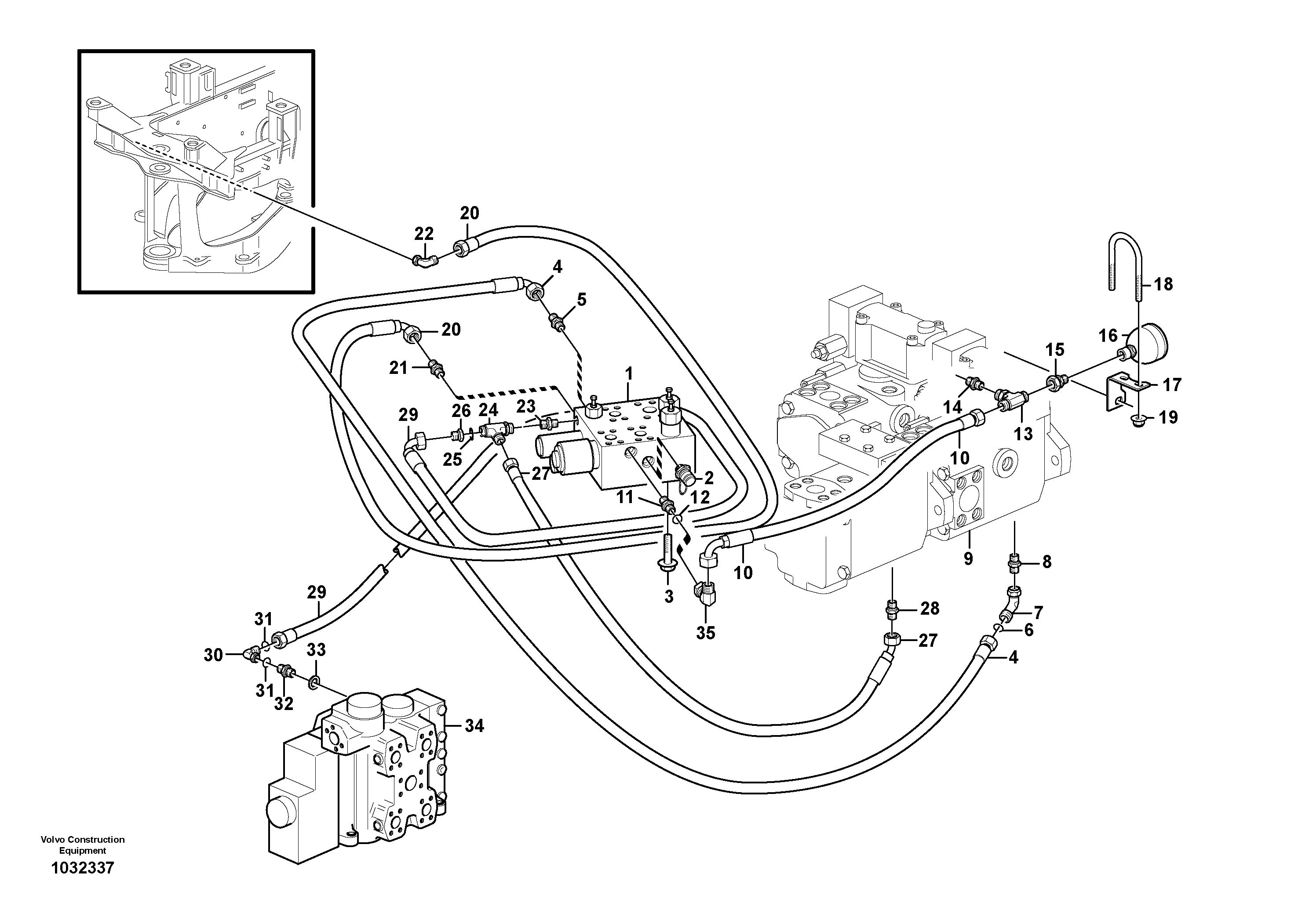 Схема запчастей Volvo L180F - 85349 Load sensing line L180F HL HIGH-LIFT