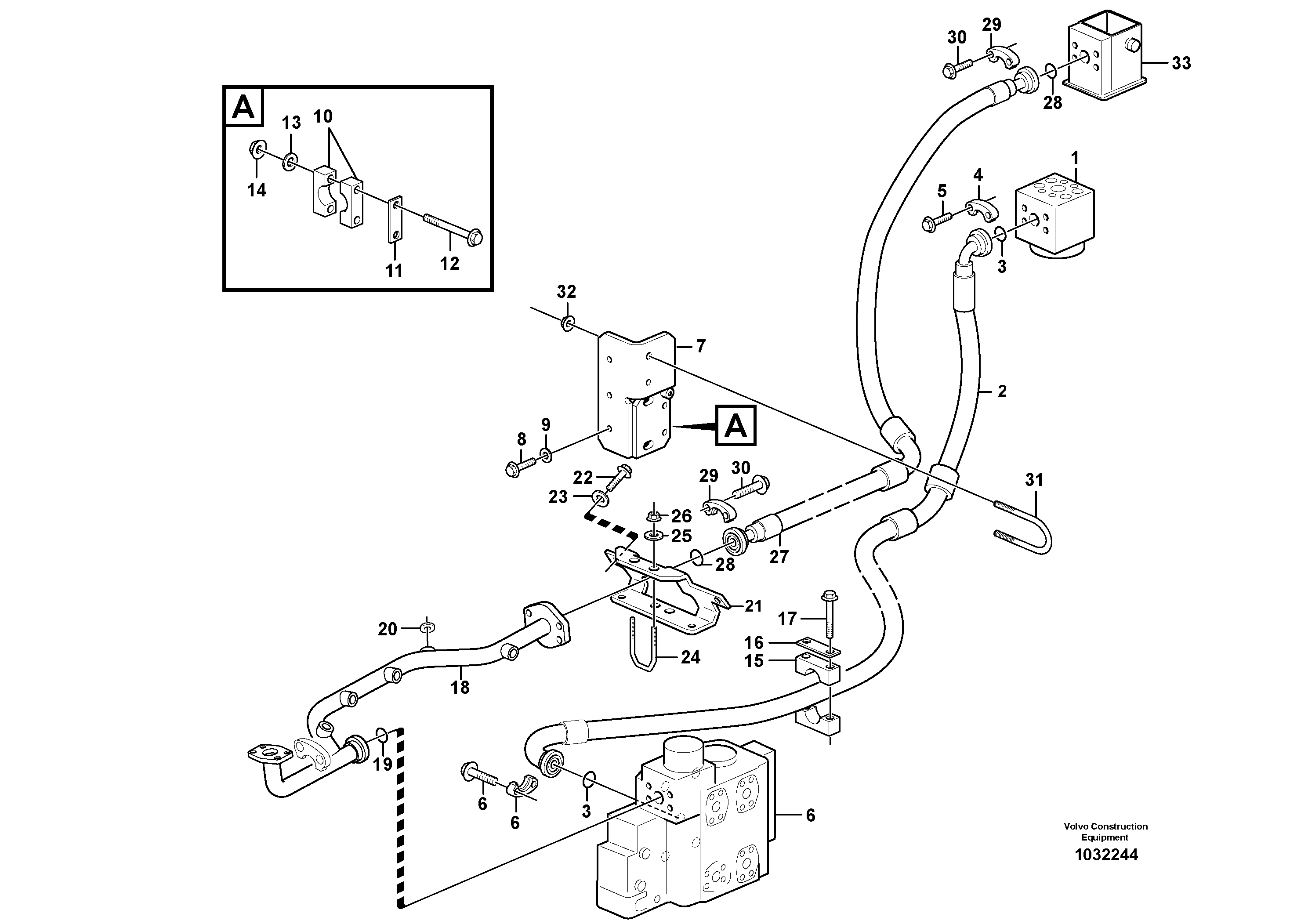 Схема запчастей Volvo L180F - 86338 Feed- and return lines - control valve L180F HL HIGH-LIFT