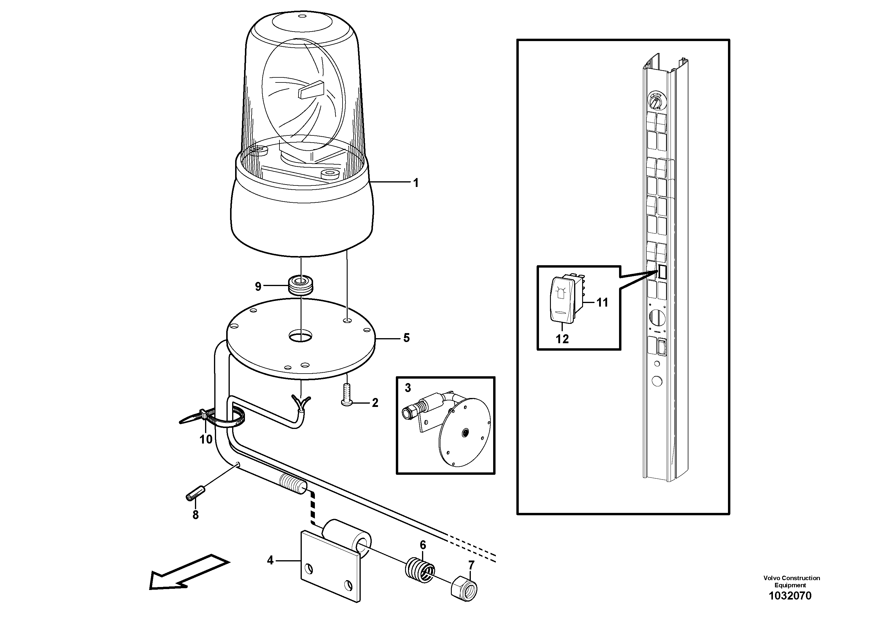 Схема запчастей Volvo L180F - 88864 Revolving warning light L180F HL HIGH-LIFT