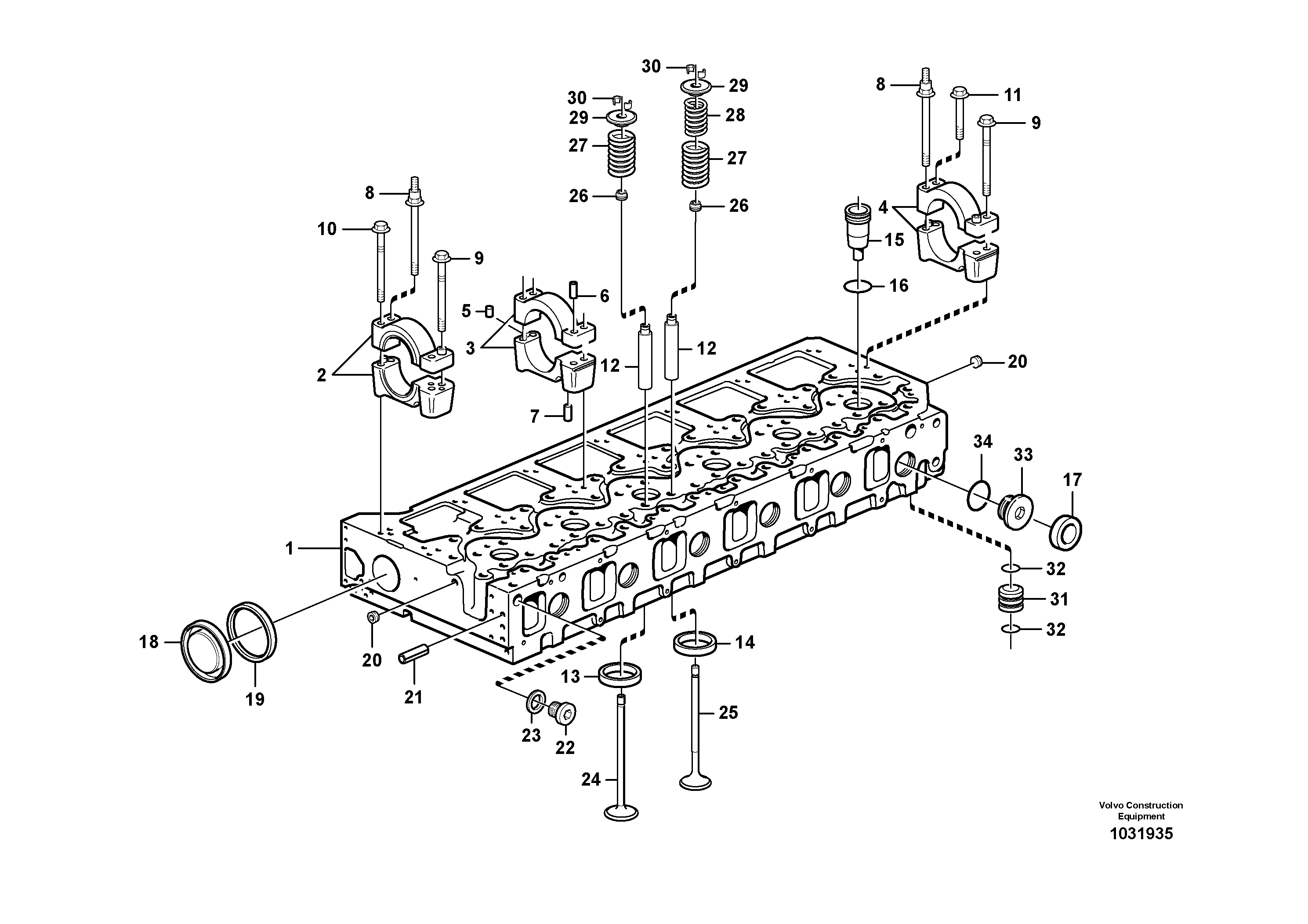 Схема запчастей Volvo L180F - 60527 Головка блока цилиндров L180F
