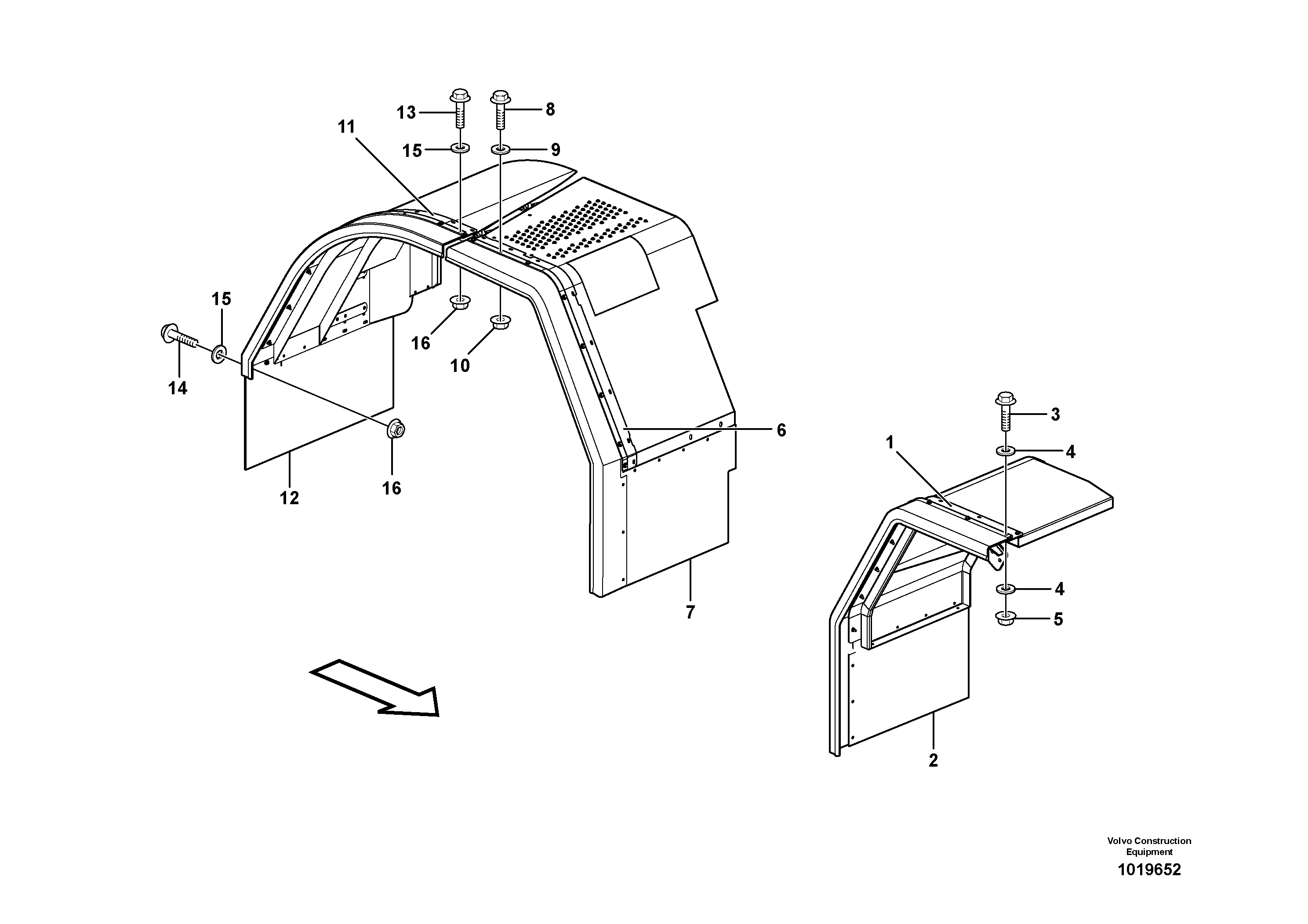 Схема запчастей Volvo L180F - 27691 Widener kit for standard mudguards, front/rear L180F