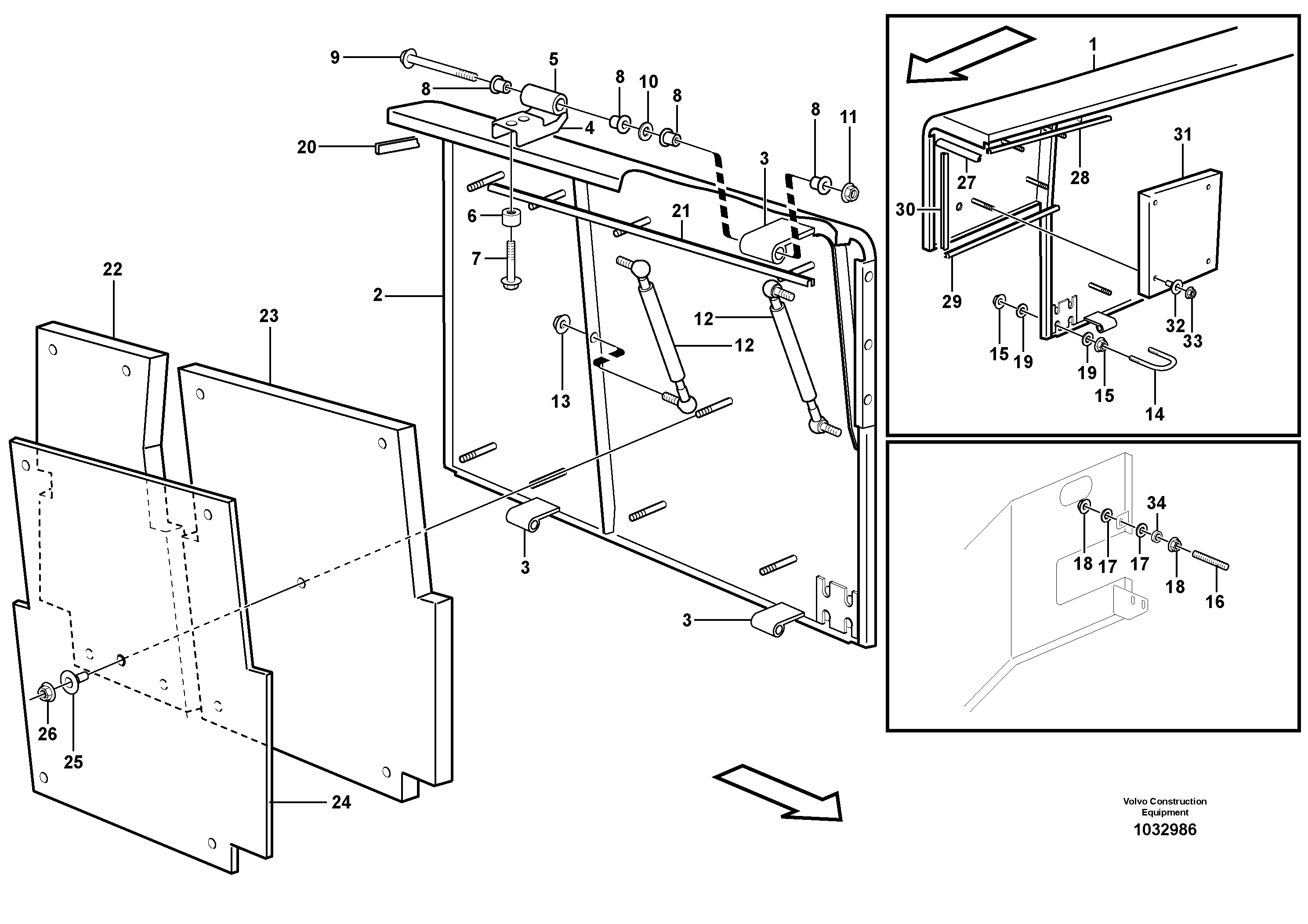 Схема запчастей Volvo L180F - 37332 Side hatches L180F