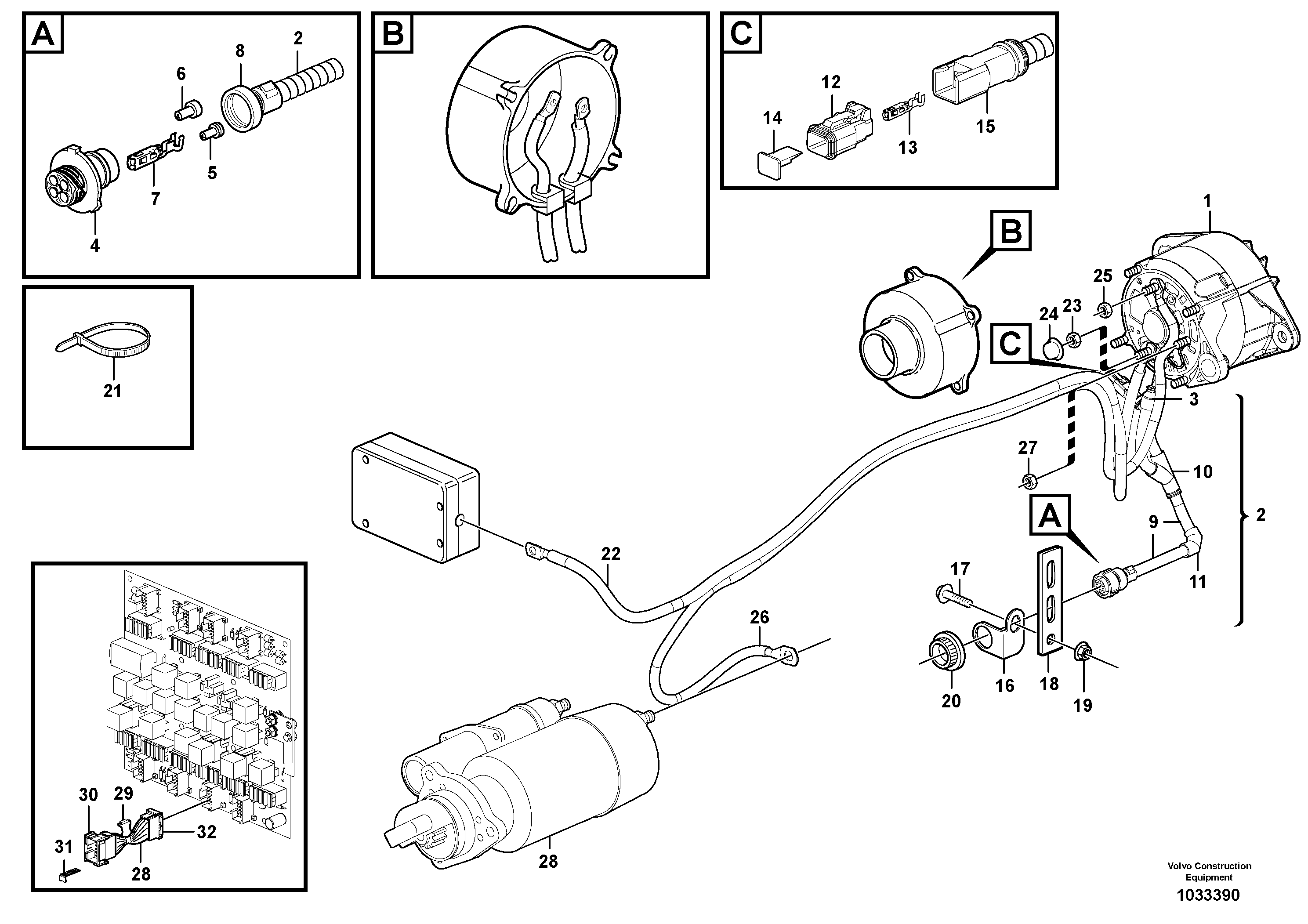 Схема запчастей Volvo L180F - 86392 Cable harness, alternator L180F HL HIGH-LIFT