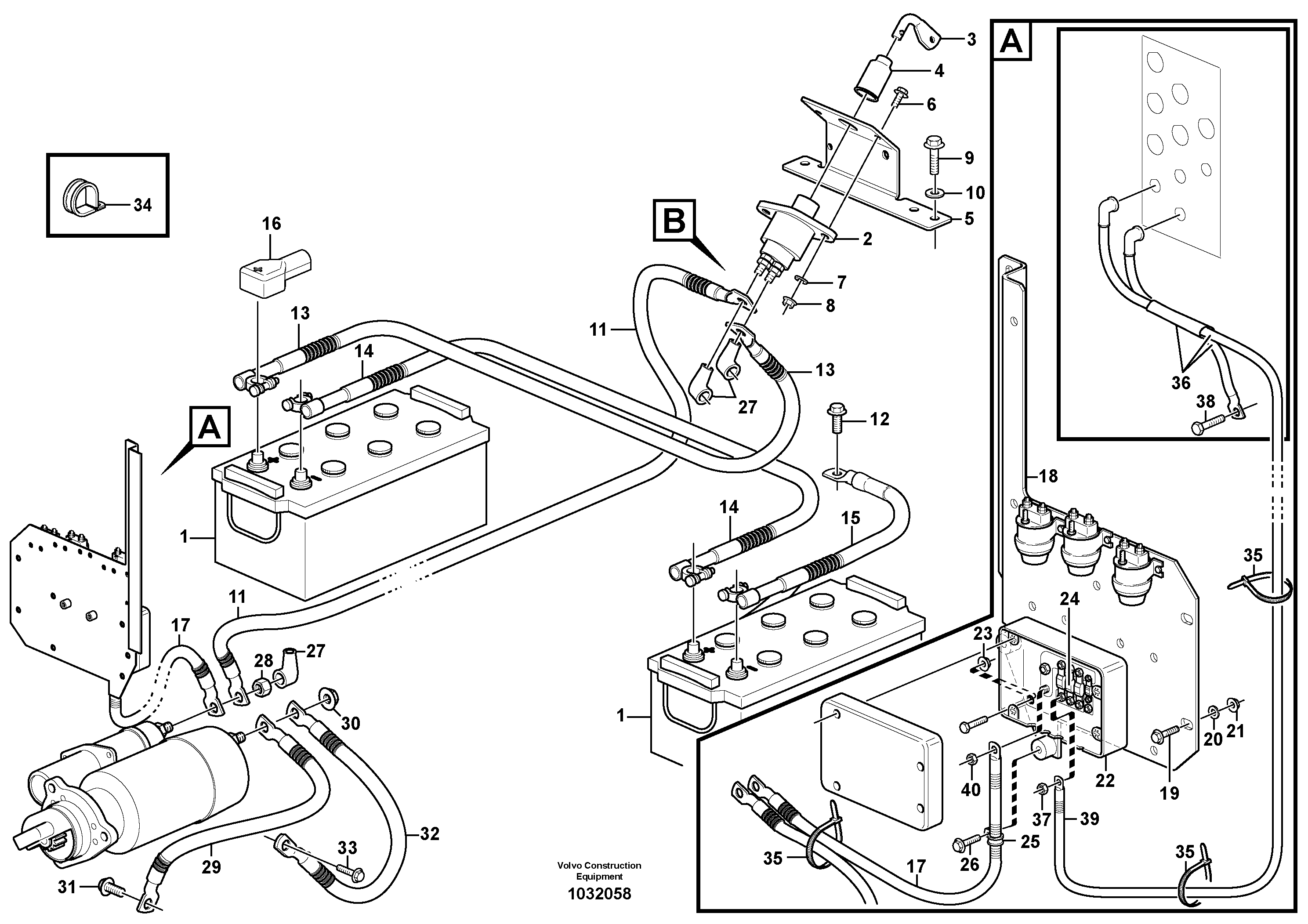 Схема запчастей Volvo L180F - 90183 Battery cable and main switch L180F HL HIGH-LIFT