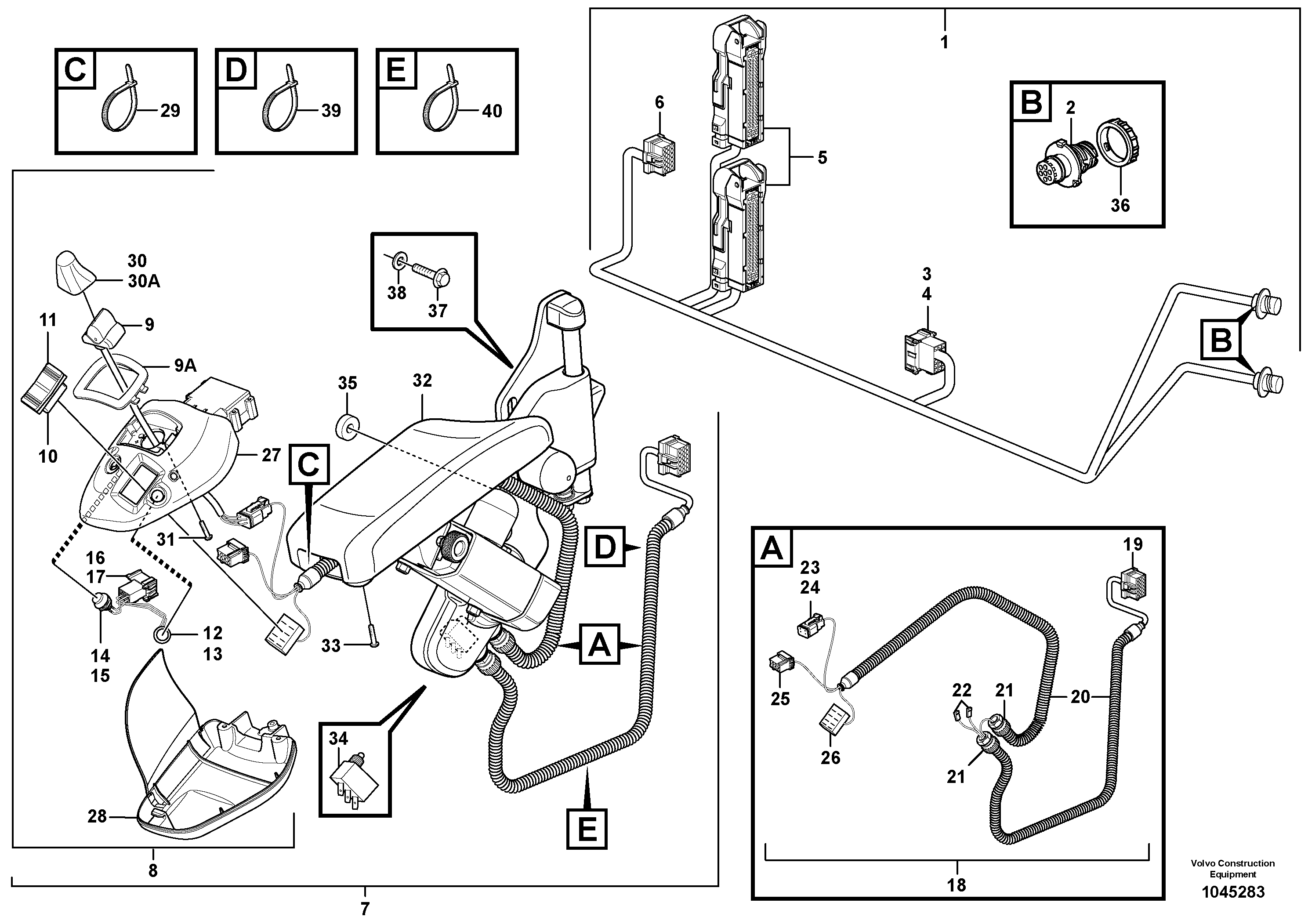 Схема запчастей Volvo L180F - 91087 Cable harness for CDC-steering in cab L180F HL HIGH-LIFT
