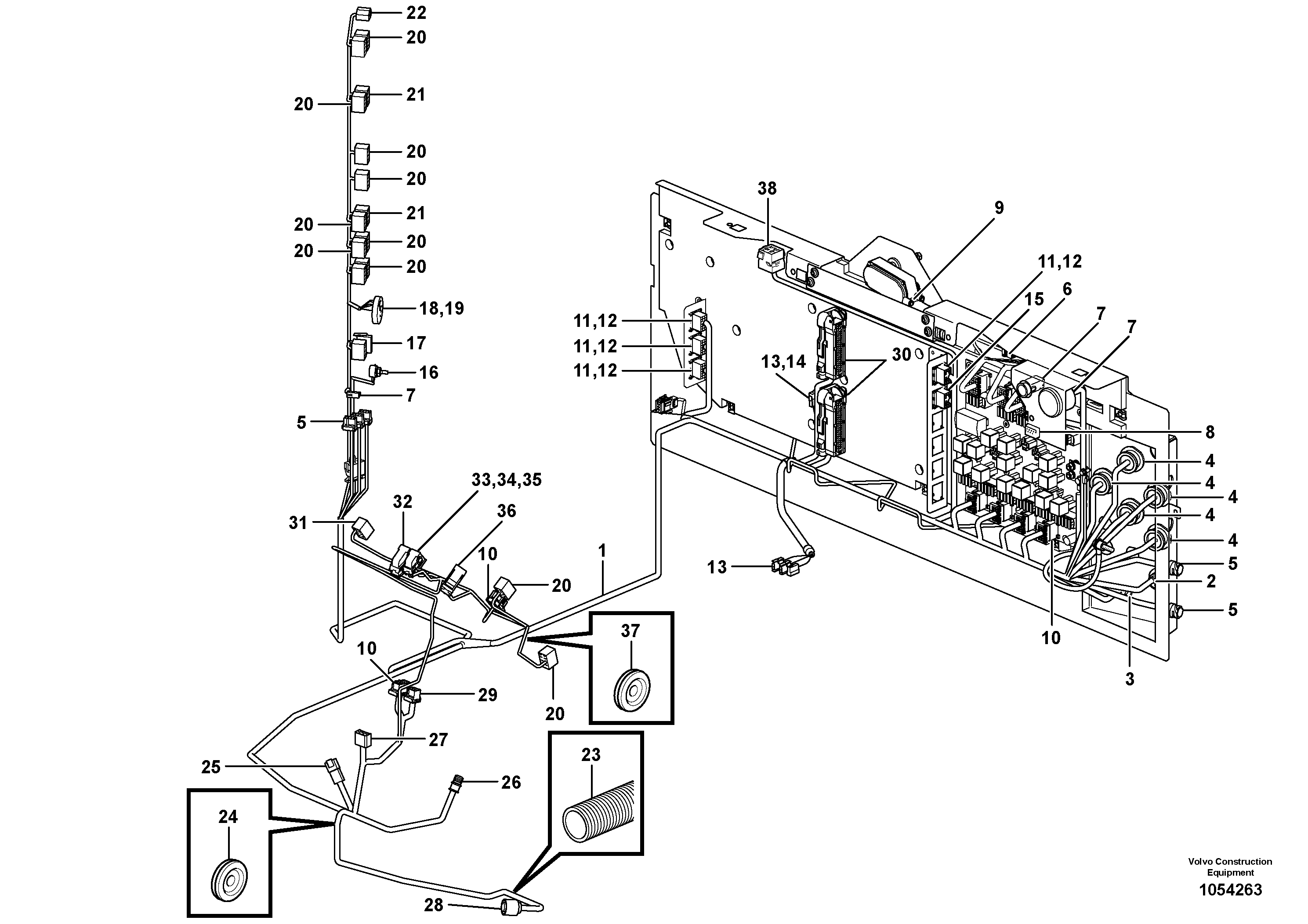Схема запчастей Volvo L180F - 92954 Cable harness, electrical distribution unit L180F HL HIGH-LIFT