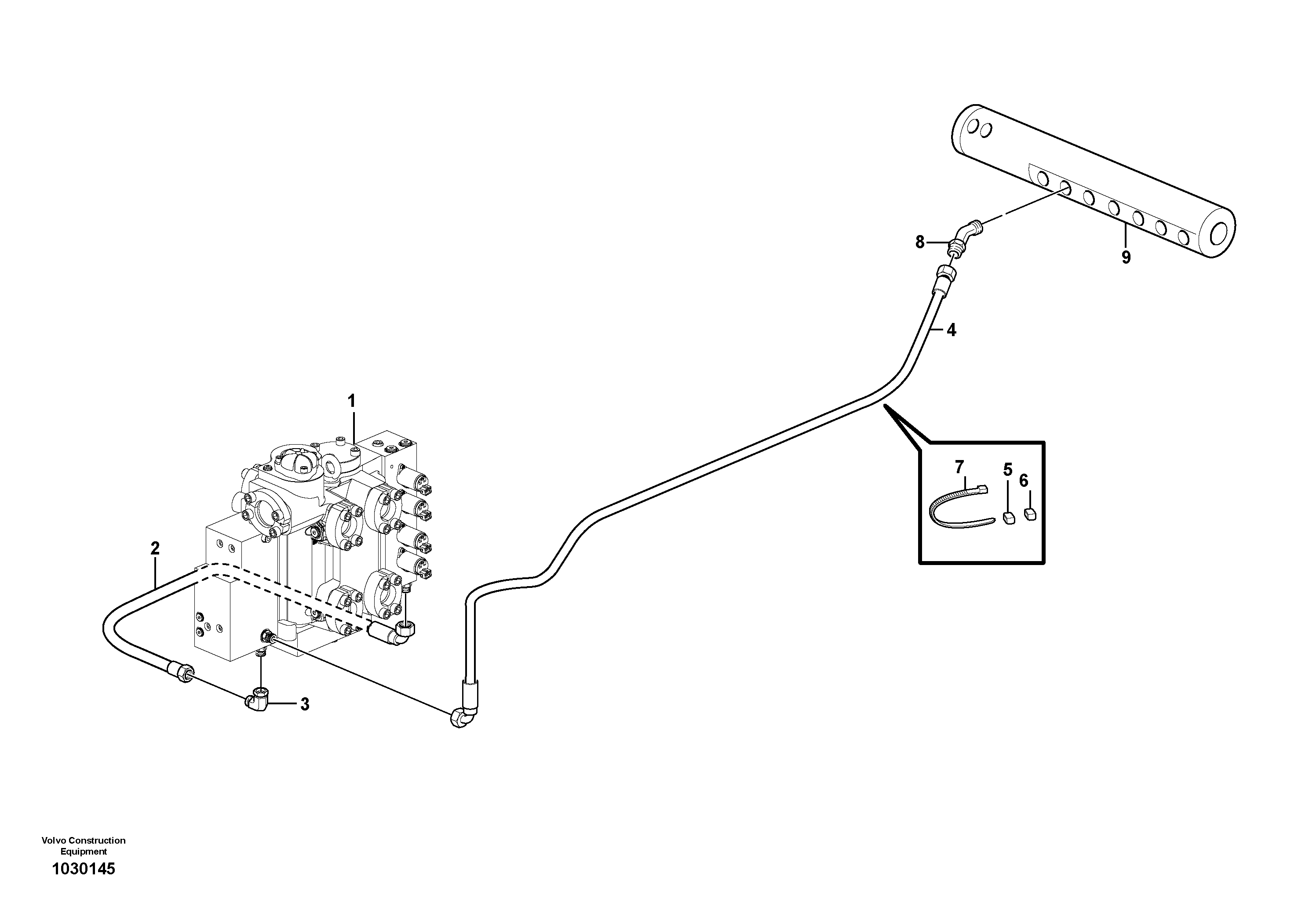 Схема запчастей Volvo L180F - 106783 Draining line - control valve L180F