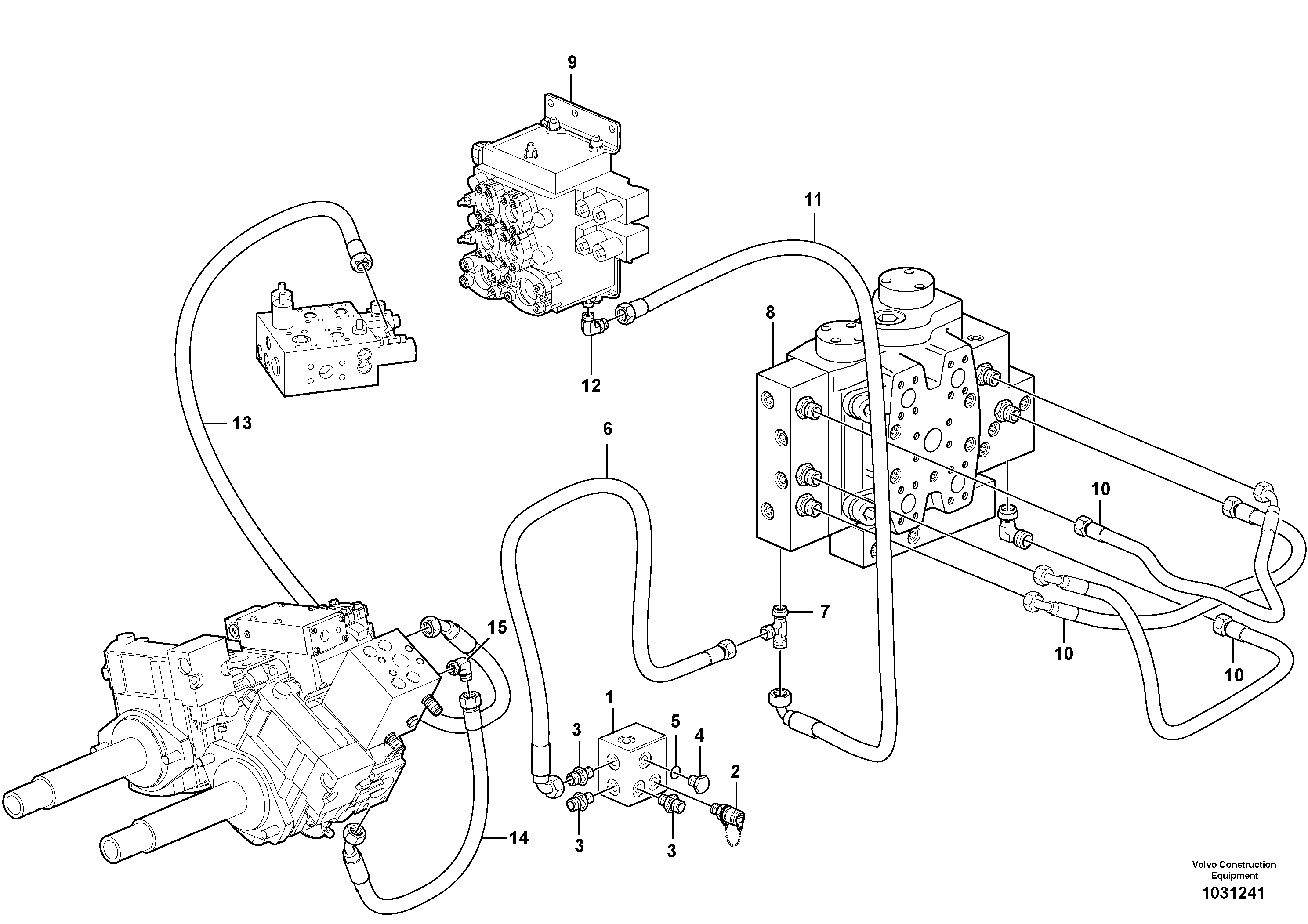 Схема запчастей Volvo L180F - 68204 Servo - hydraulic, hydraulic lines L180F