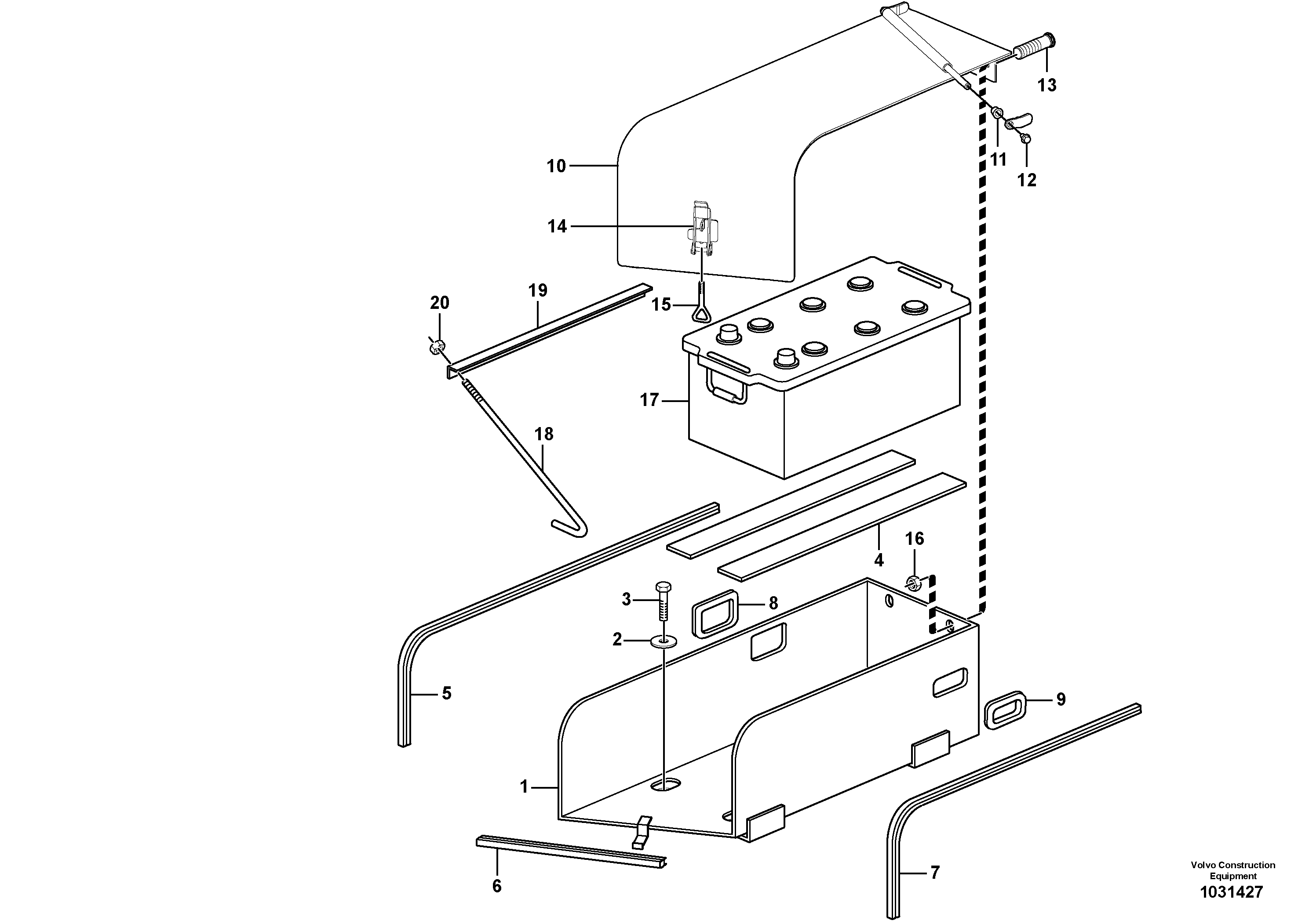 Схема запчастей Volvo L220F - 81836 Battery box with fitting parts L220F