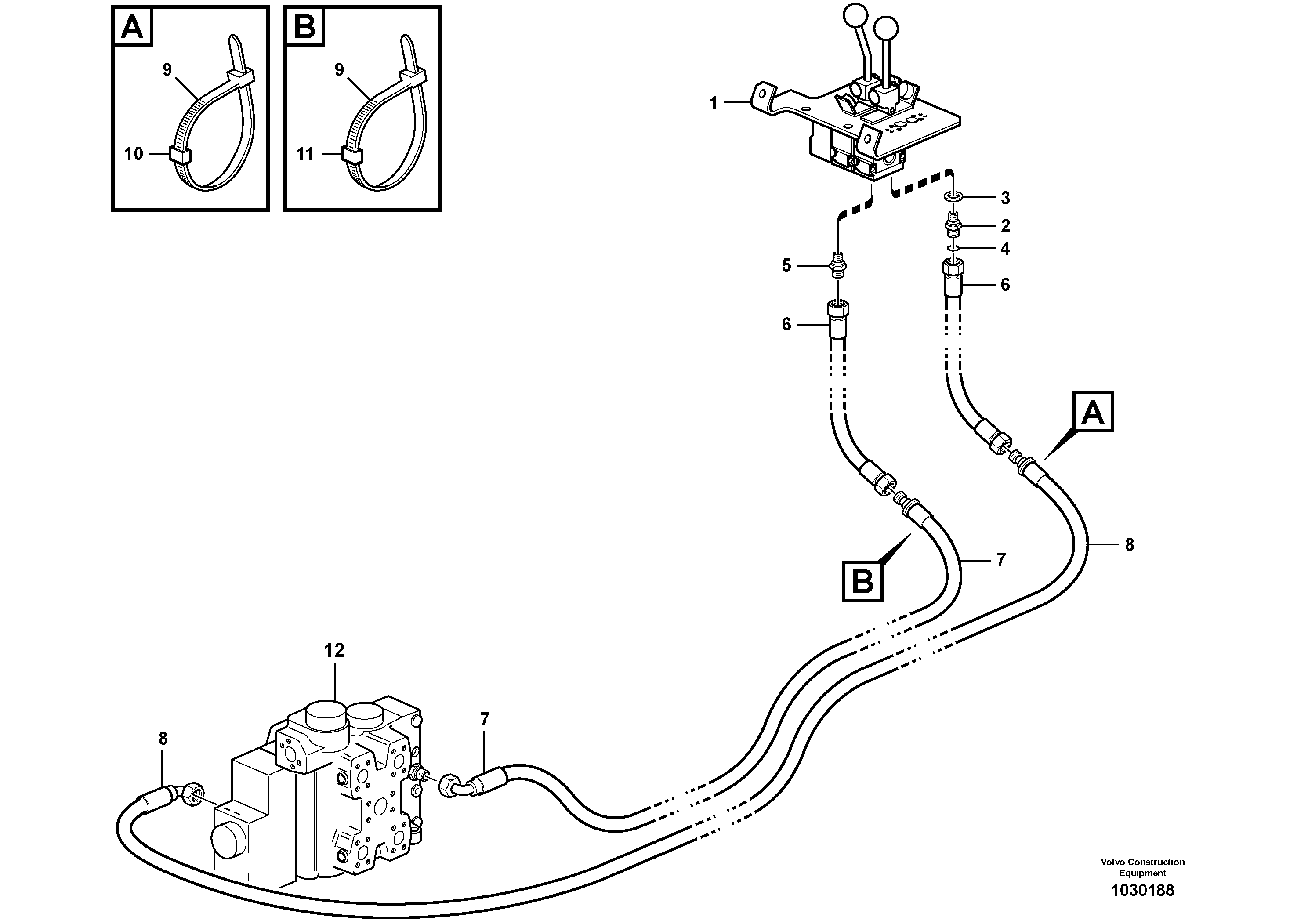 Схема запчастей Volvo L220F - 61131 Servo - hydraulic, control lines, lift L220F