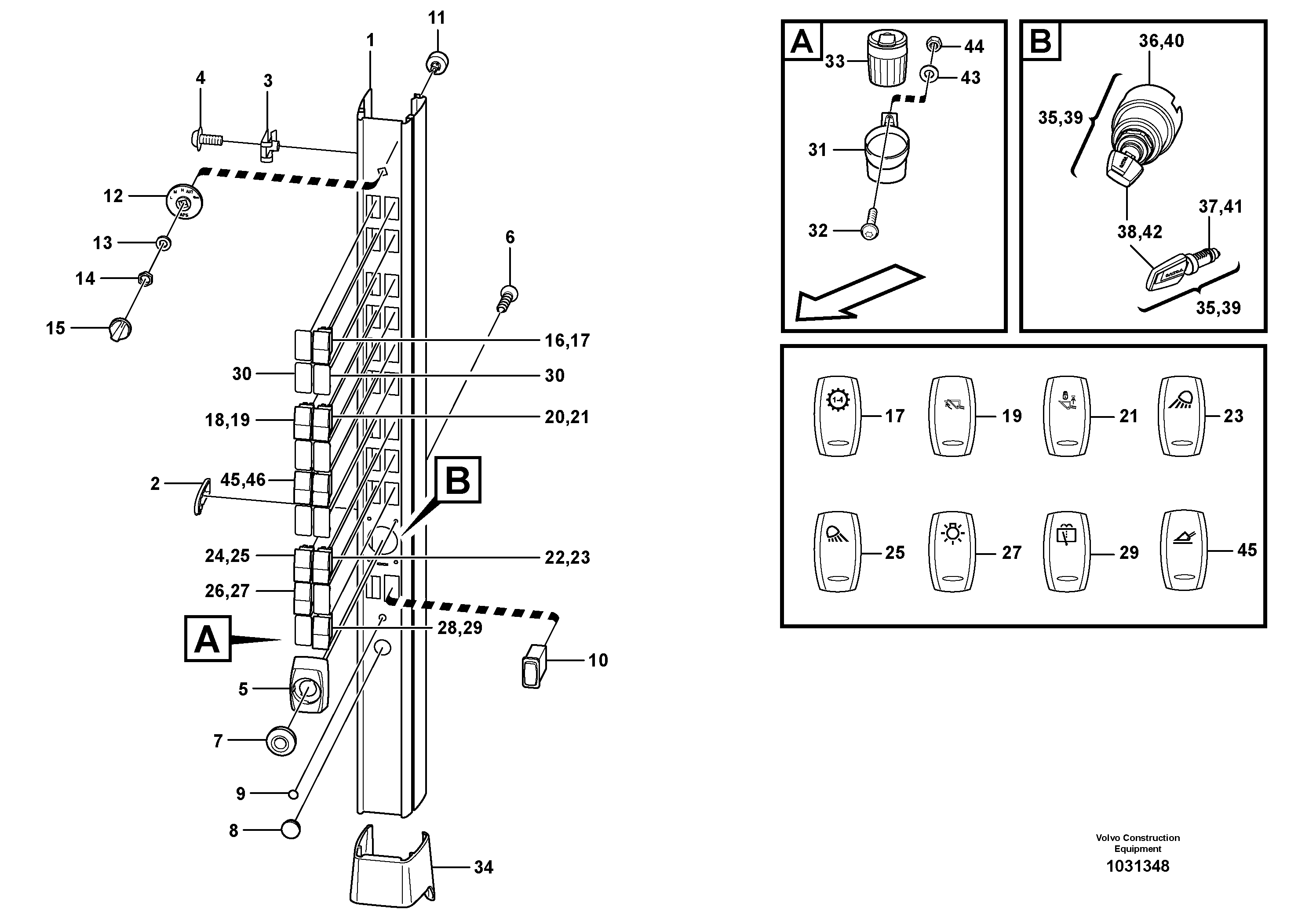 Схема запчастей Volvo L220F - 101800 Rocker switch panel L220F