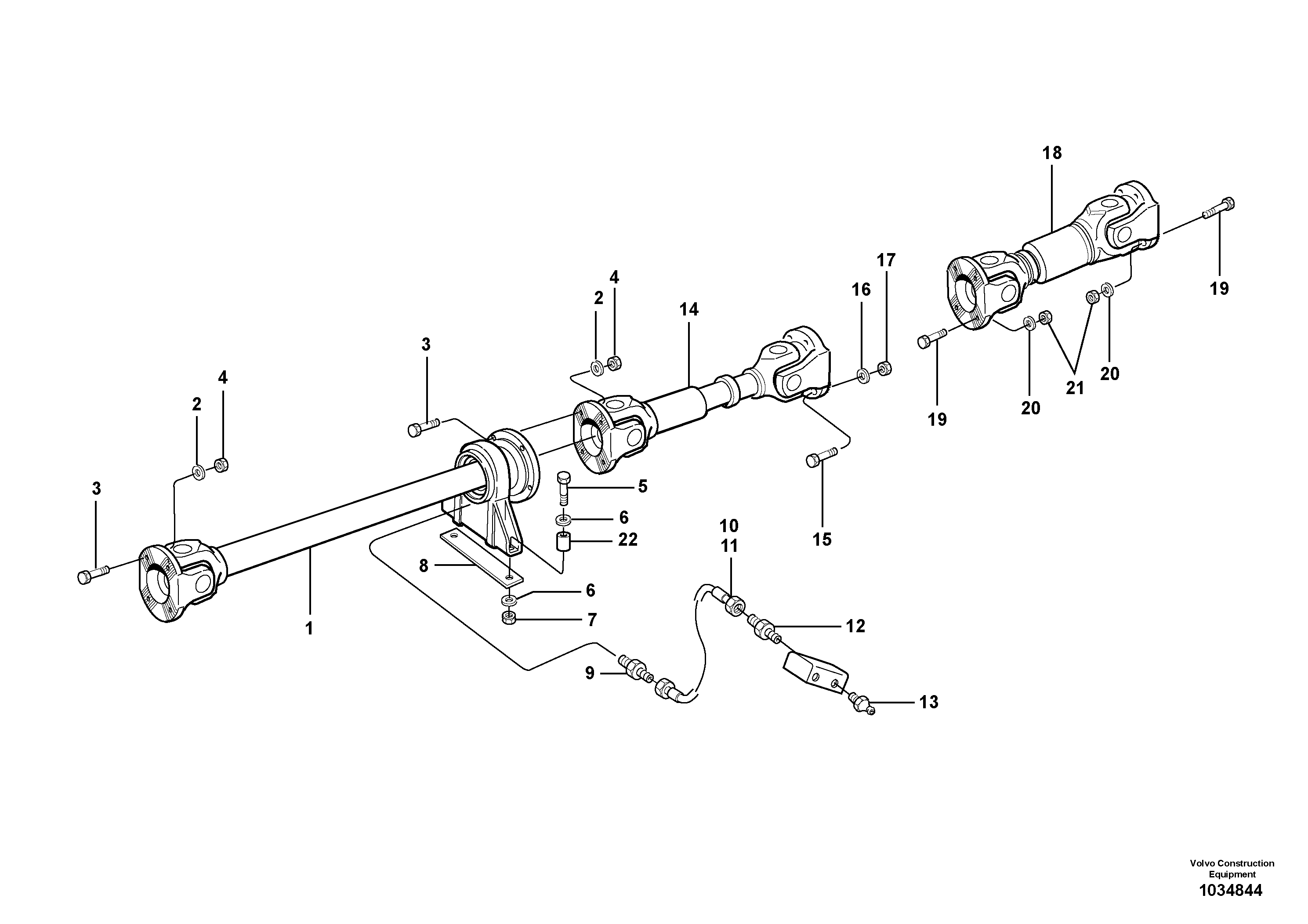 Схема запчастей Volvo L220F - 7843 Propeller shafts with fitting parts L220F