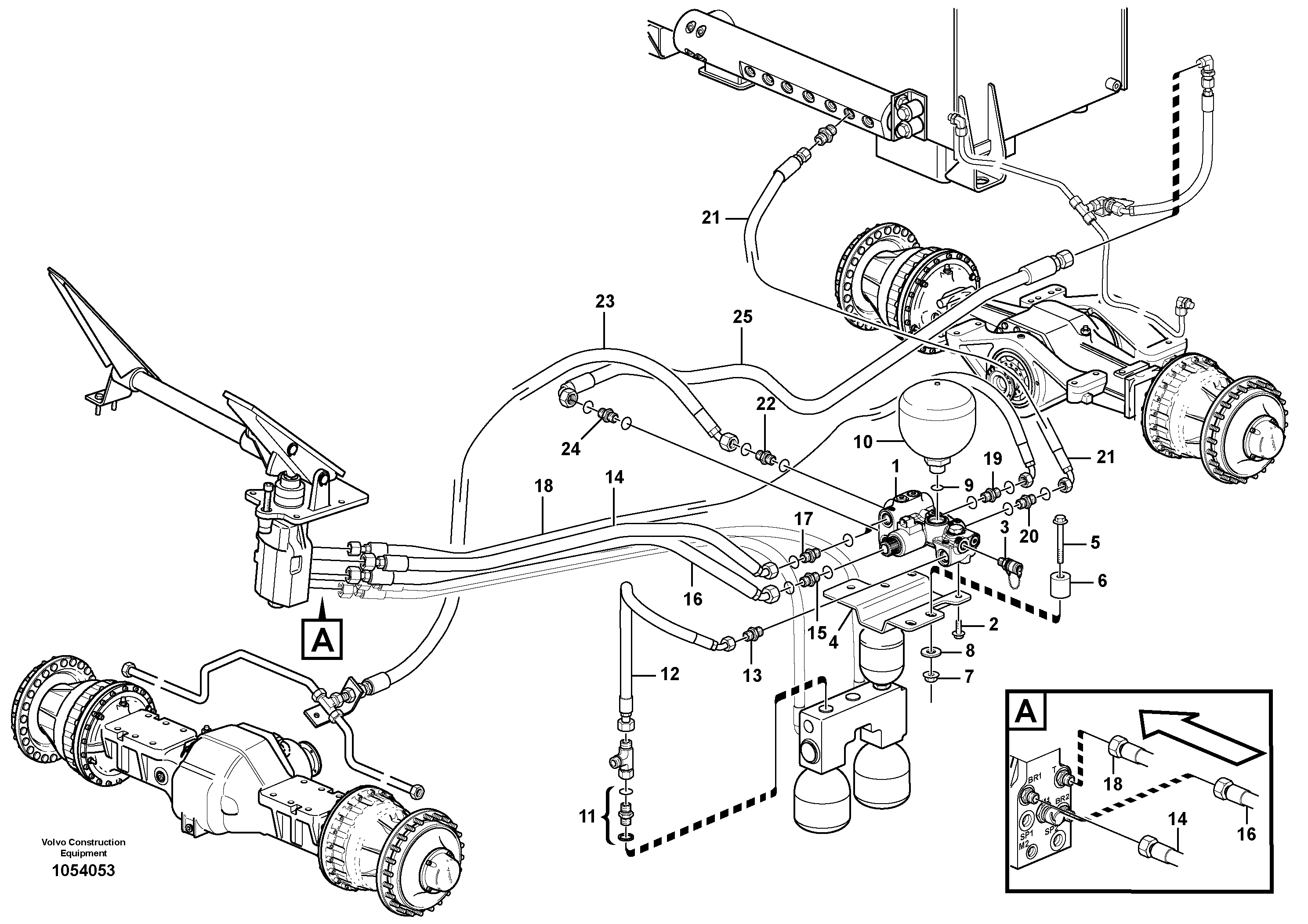 Схема запчастей Volvo L220F - 99169 Brake lines, footbrake valve - axles L220F