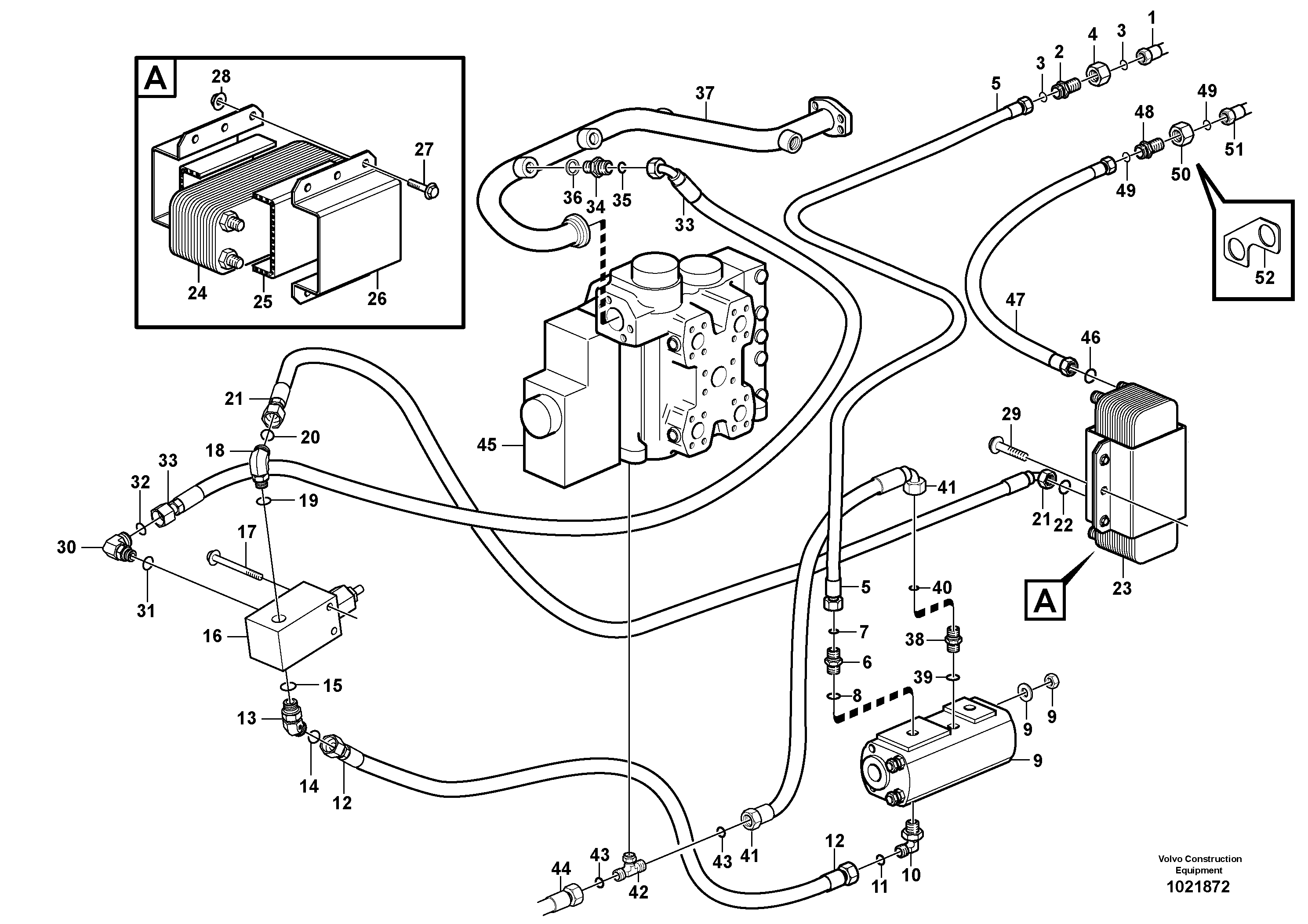 Схема запчастей Volvo L220F - 104583 Oil cooler, forword, motor circuit L220F