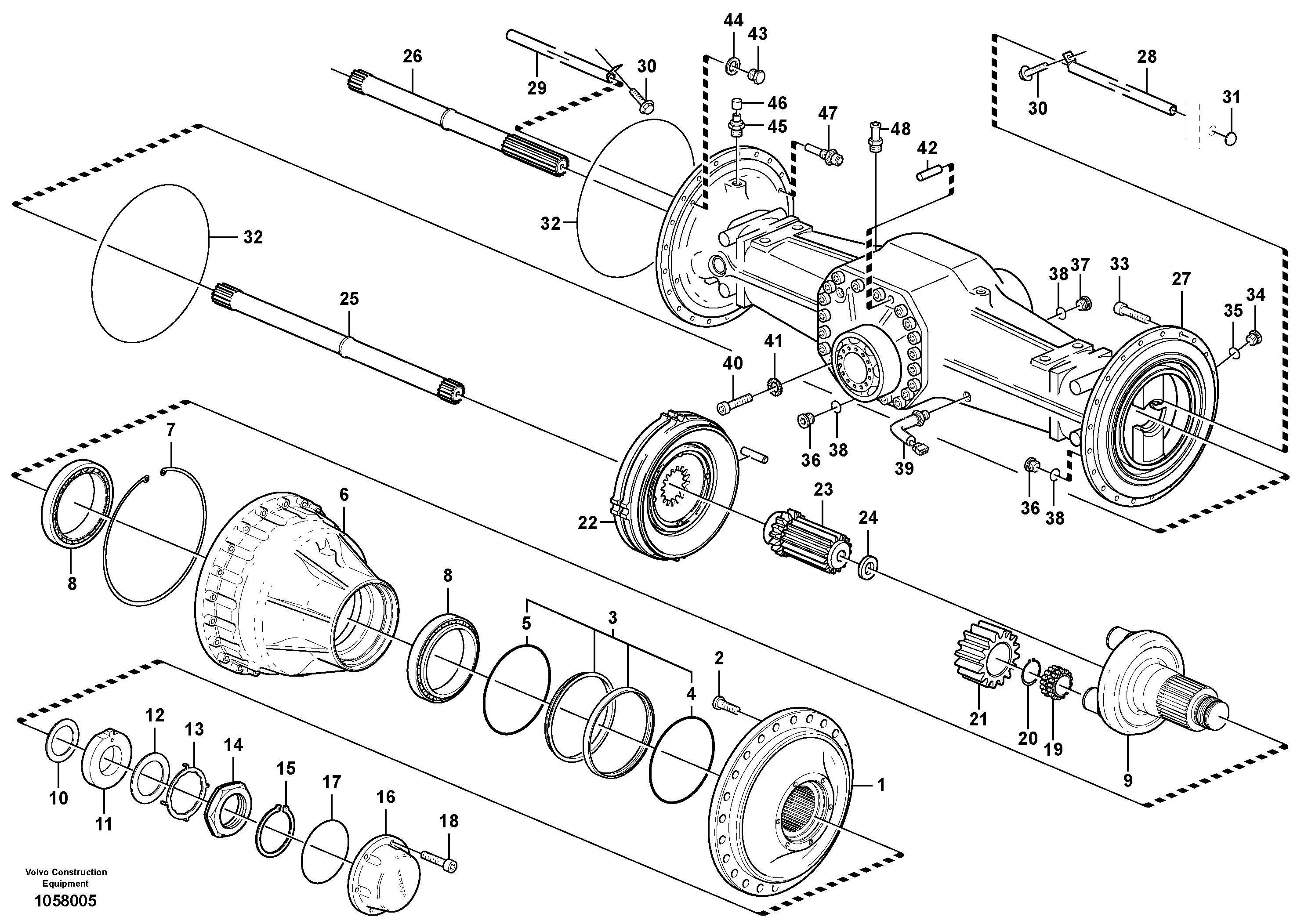 Схема запчастей Volvo L150G - 105557 Planetary axle, rear L150G