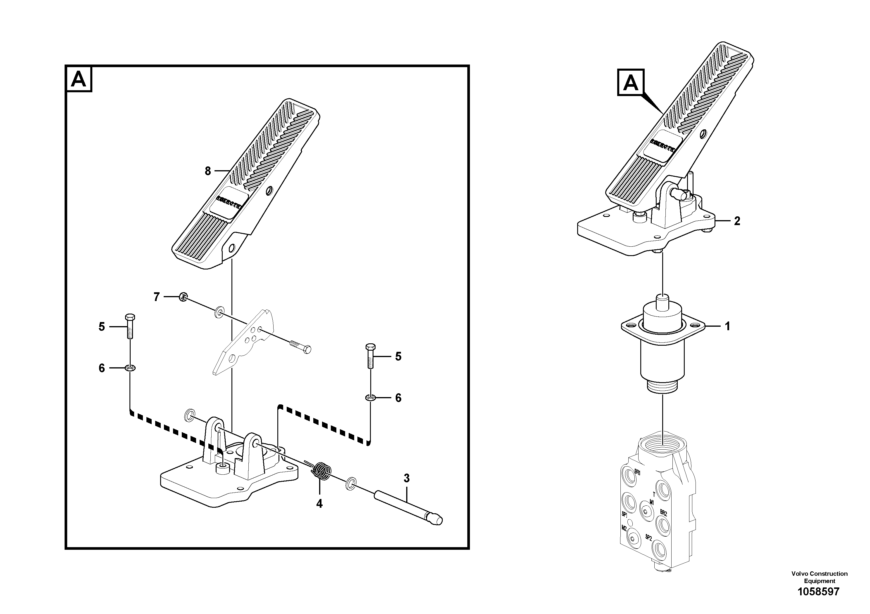 Схема запчастей Volvo L150G - 103545 Footbrake valve L150G