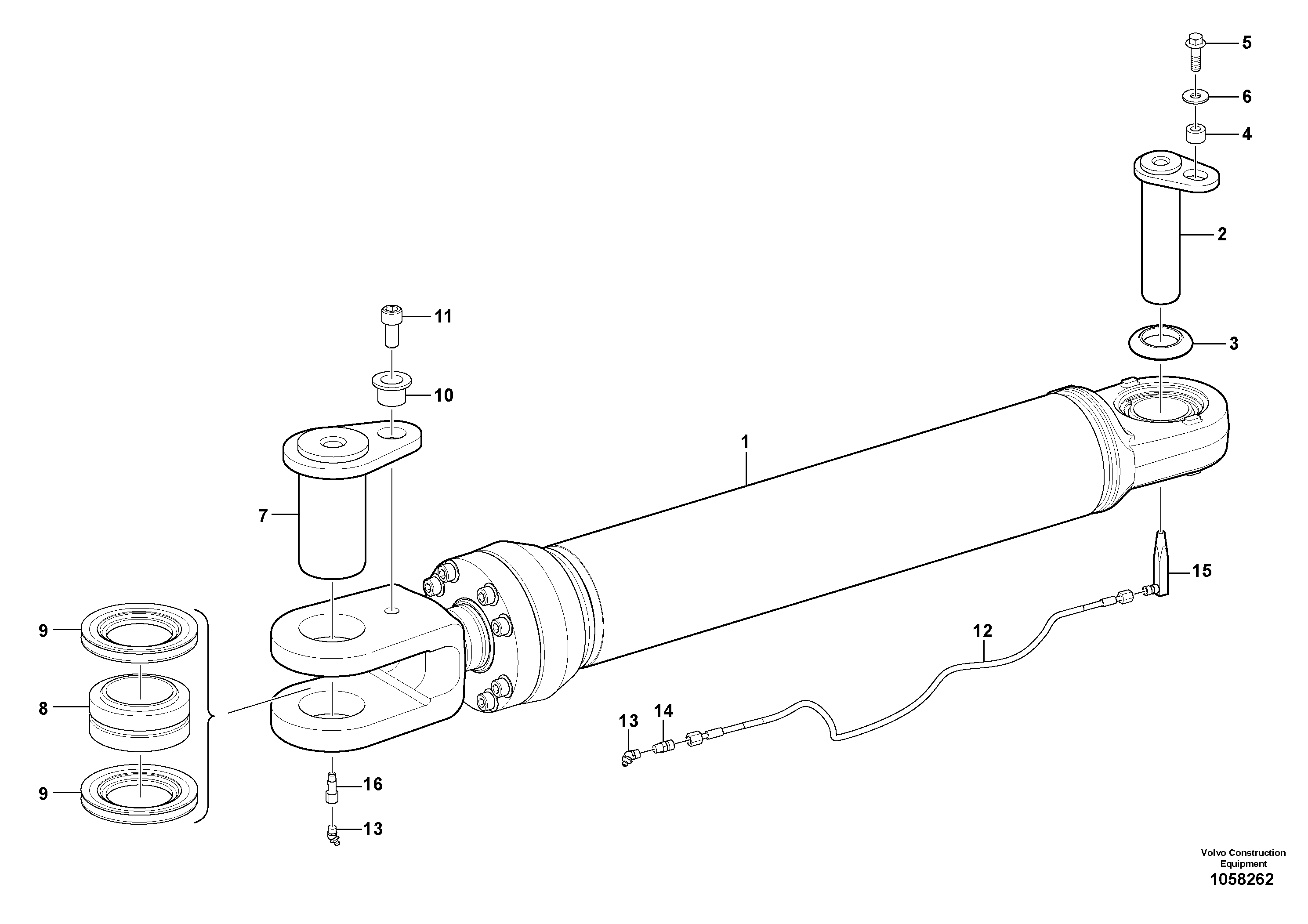 Схема запчастей Volvo L150G - 104468 Hydraulic cylinder with fitting parts L150G