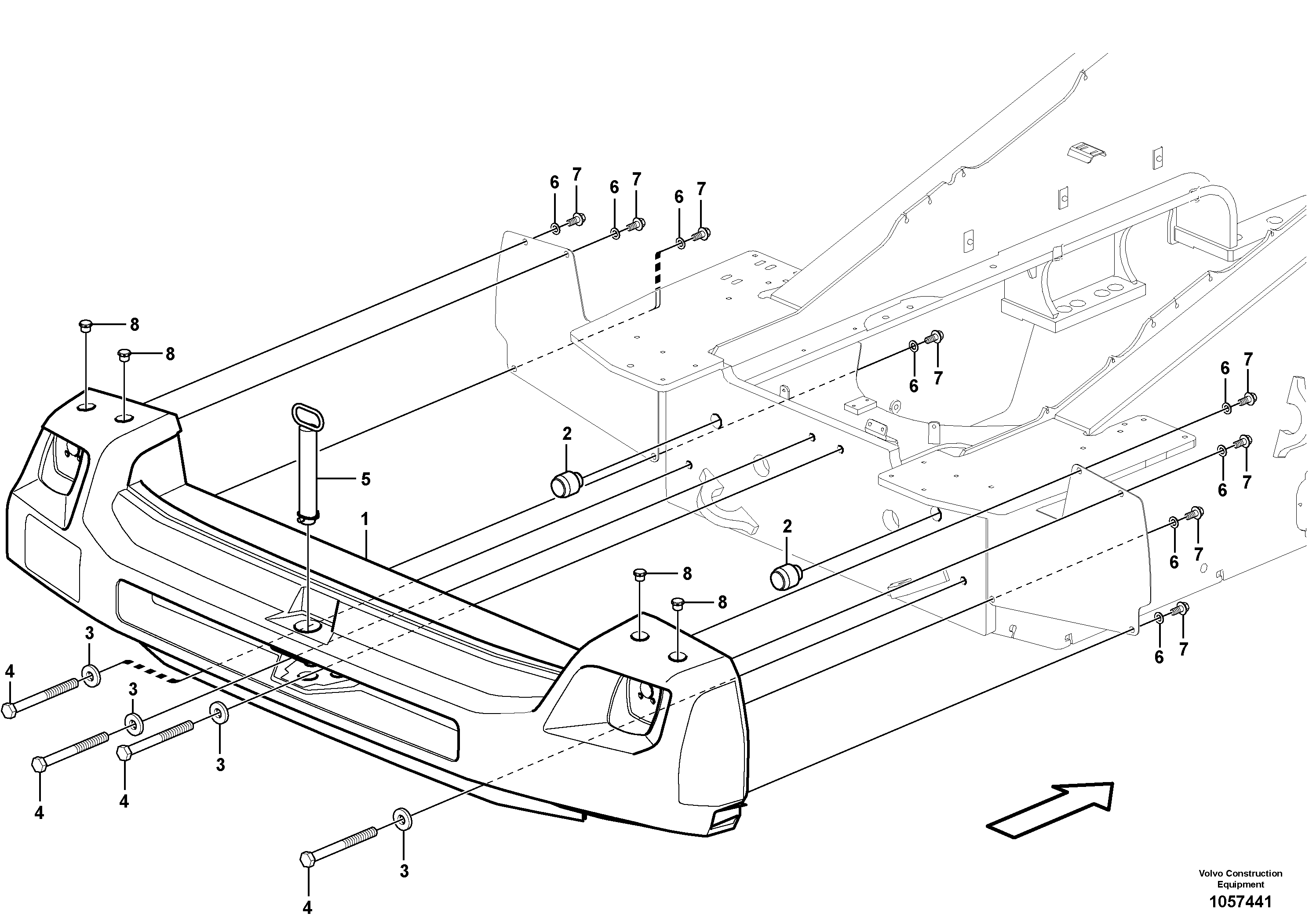 Схема запчастей Volvo L150G - 104454 Rear hitch and counterweight L150G