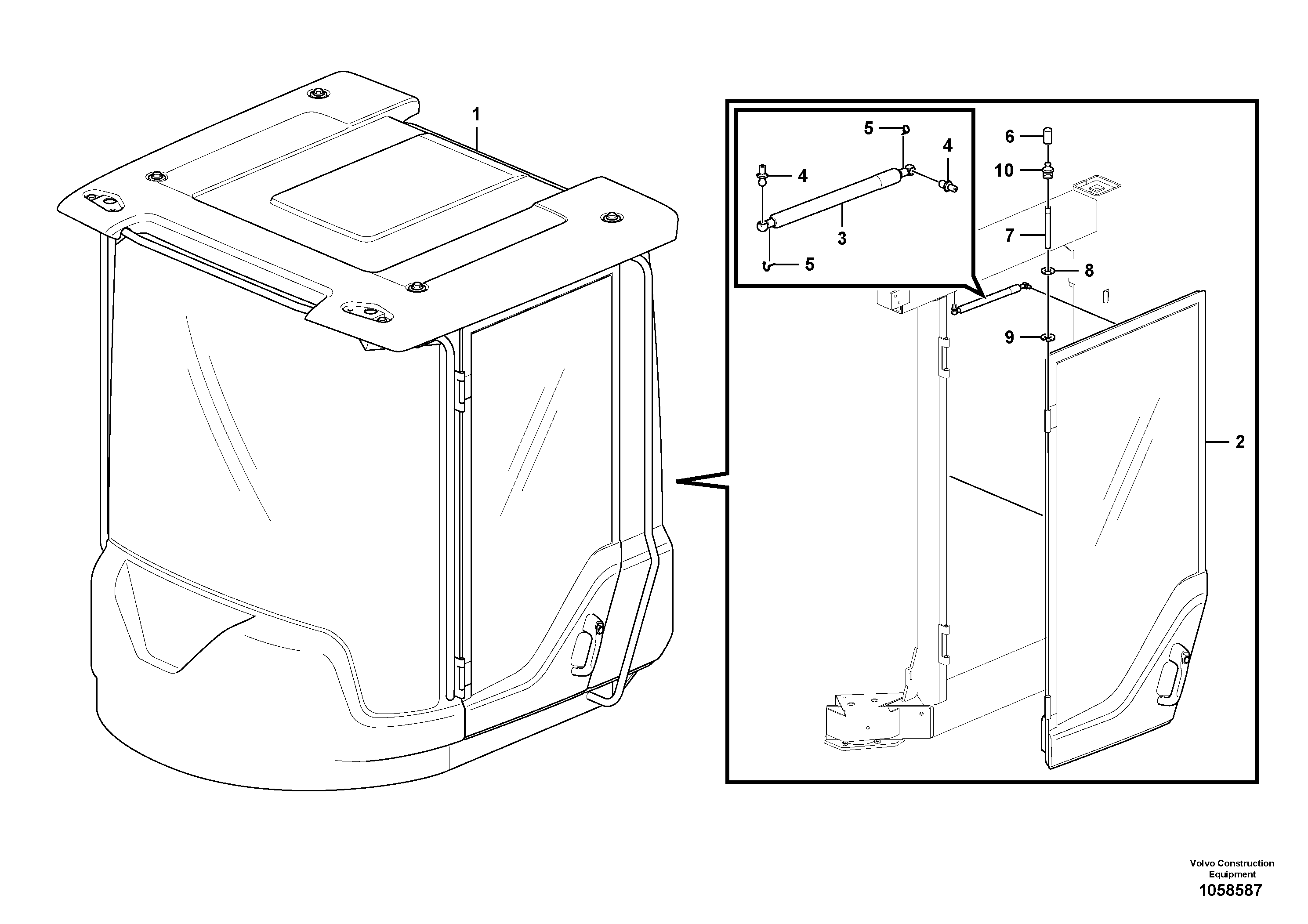 Схема запчастей Volvo L150G - 105410 Door with fitting parts L150G