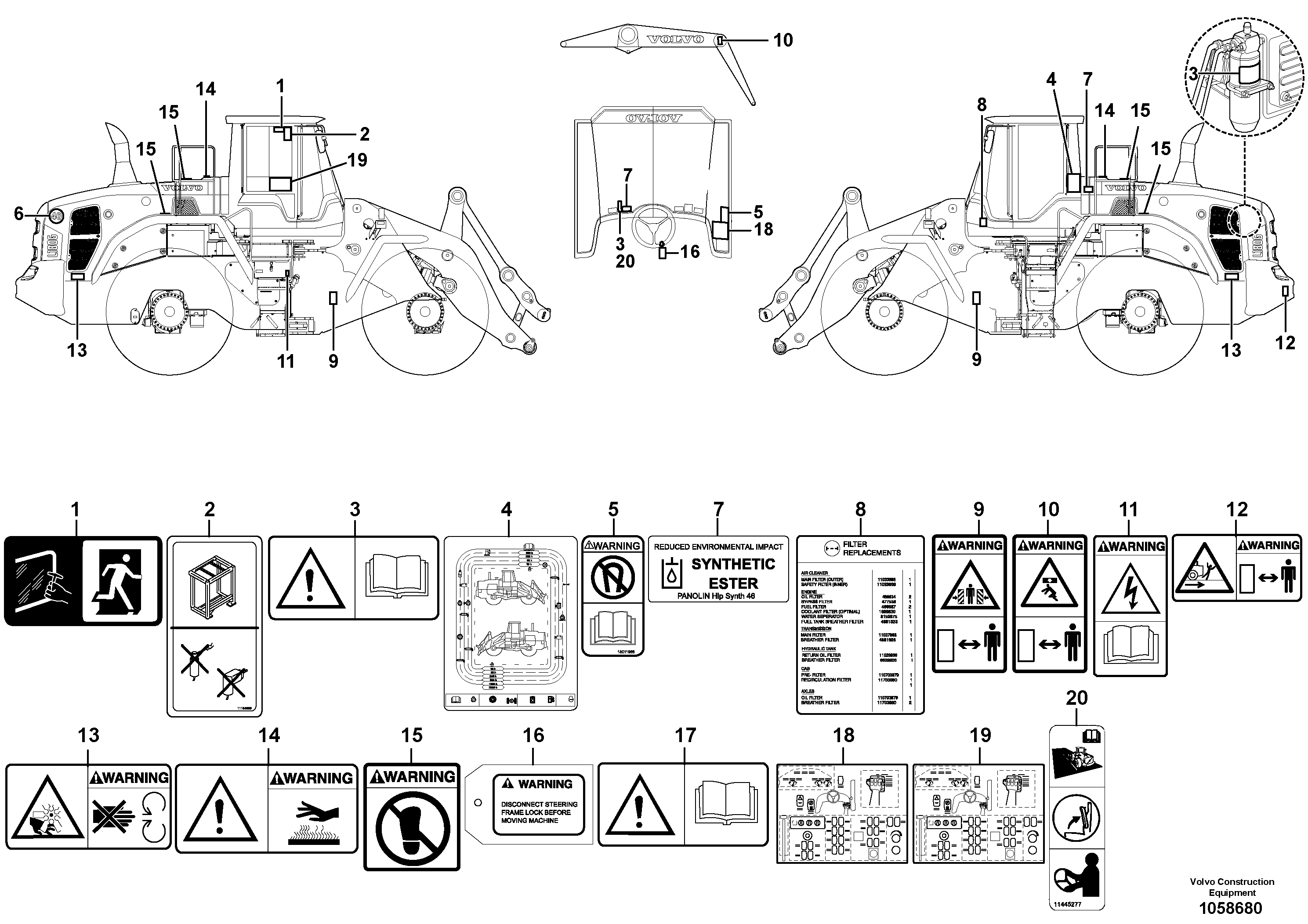 Схема запчастей Volvo L150G - 105407 Sign plates and decals L150G