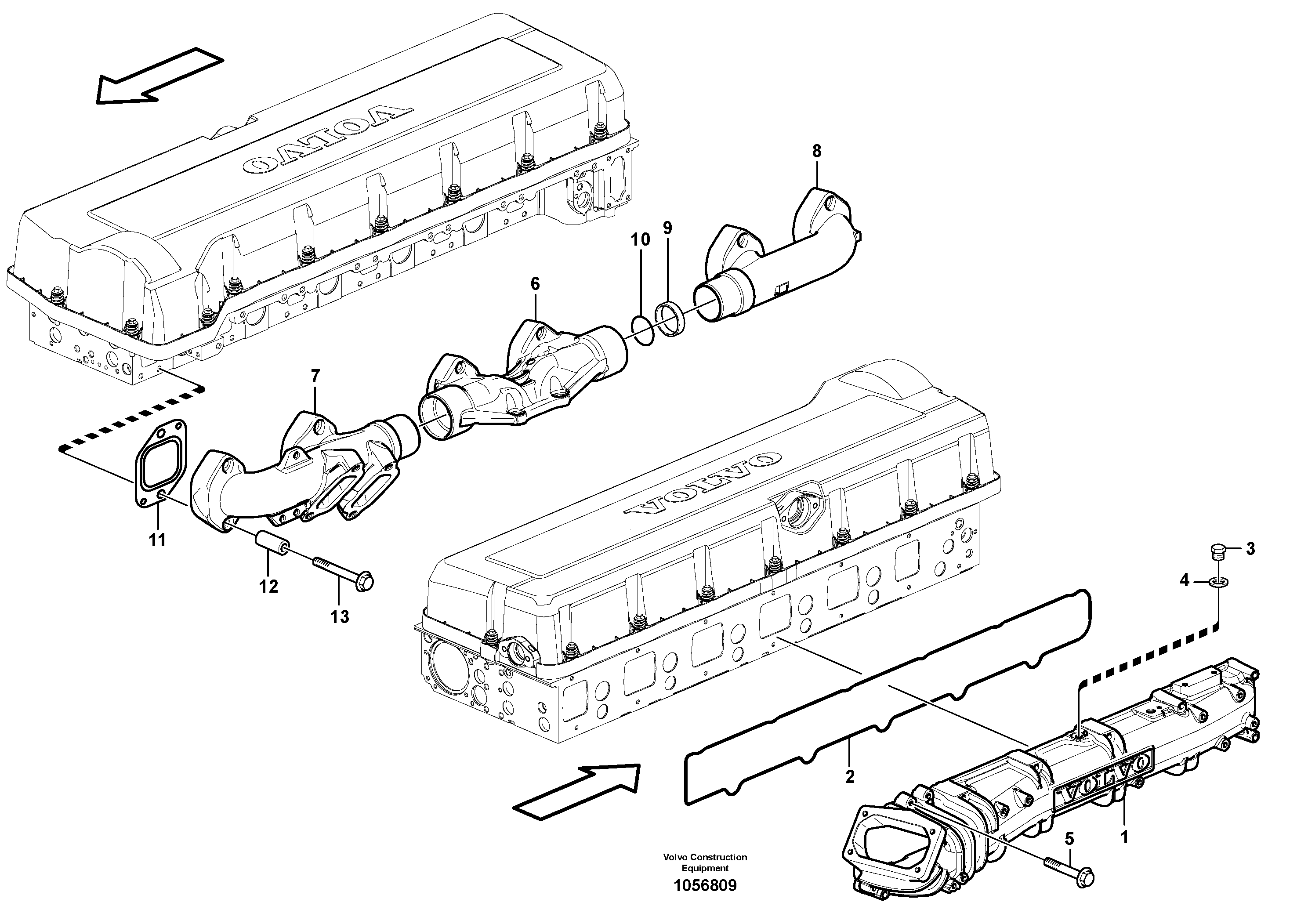 Схема запчастей Volvo L150G - 104472 Inlet manifold and exhaust manifold L150G