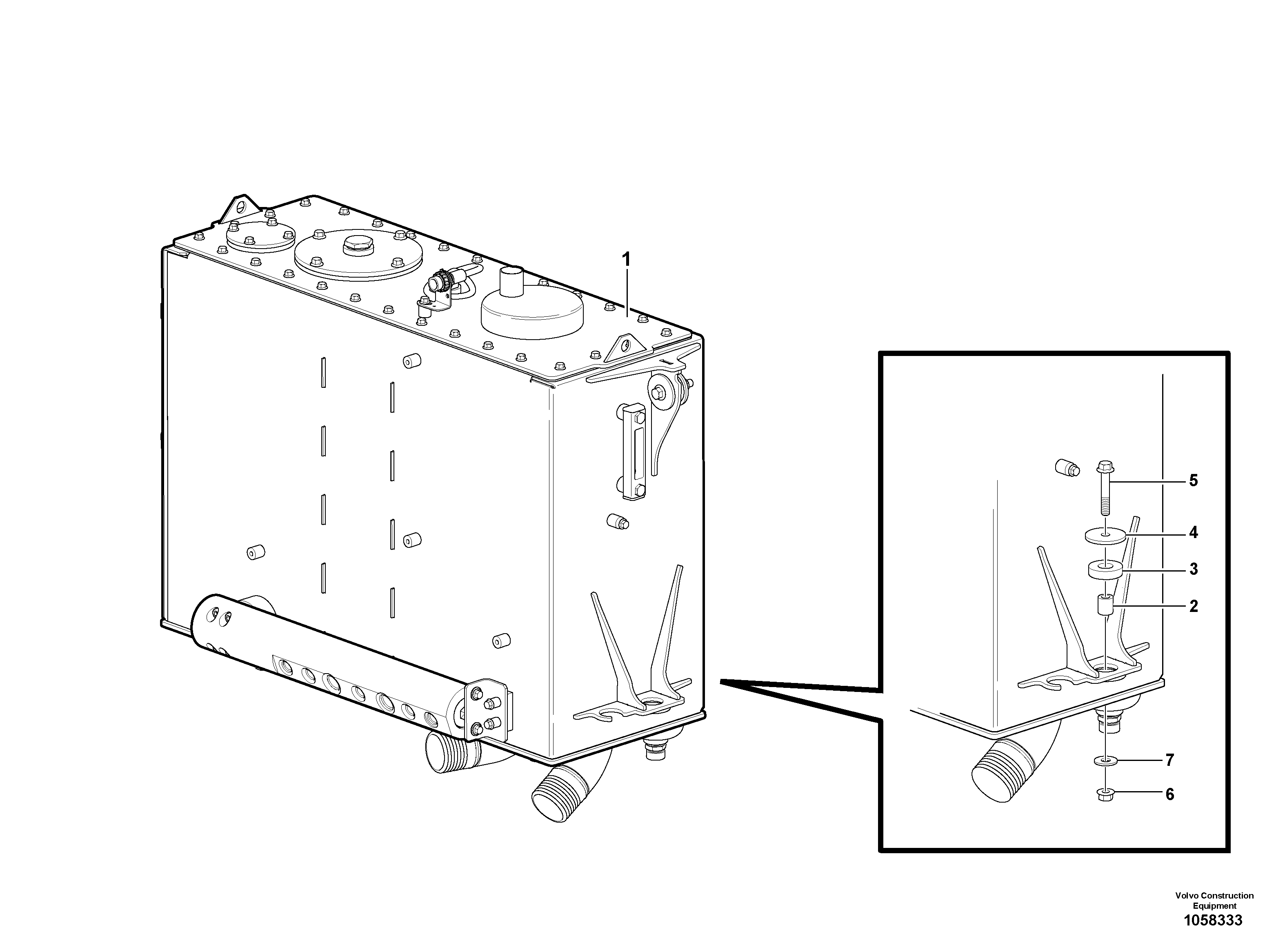 Схема запчастей Volvo L150G - 103151 Hydraulic oil tank, with fitting parts L150G