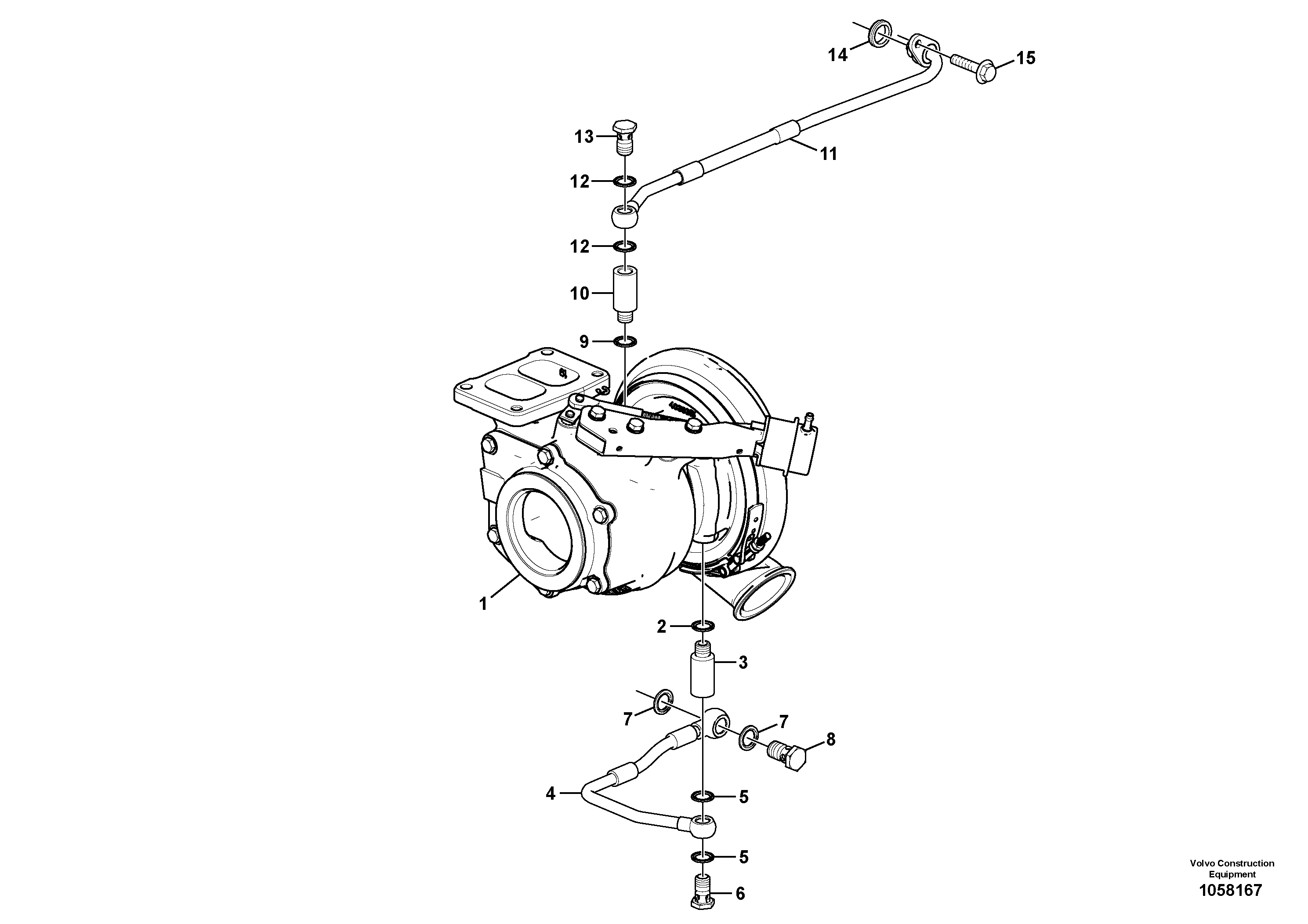 Схема запчастей Volvo L150G - 106561 Turbocharger with coolant pipe L150G