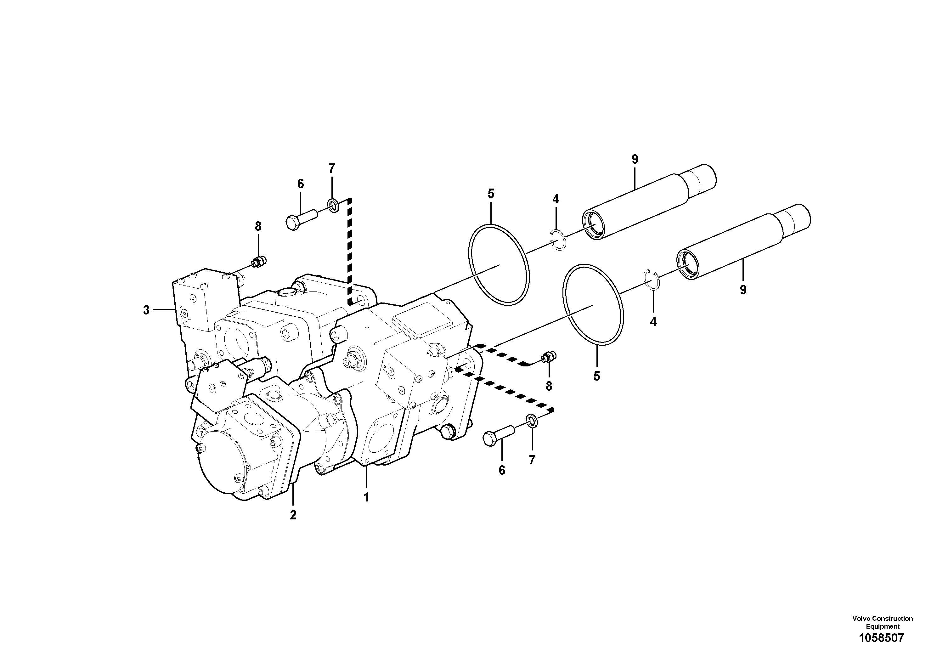 Схема запчастей Volvo L150G - 106222 Hydraulic pump with fitting parts L150G