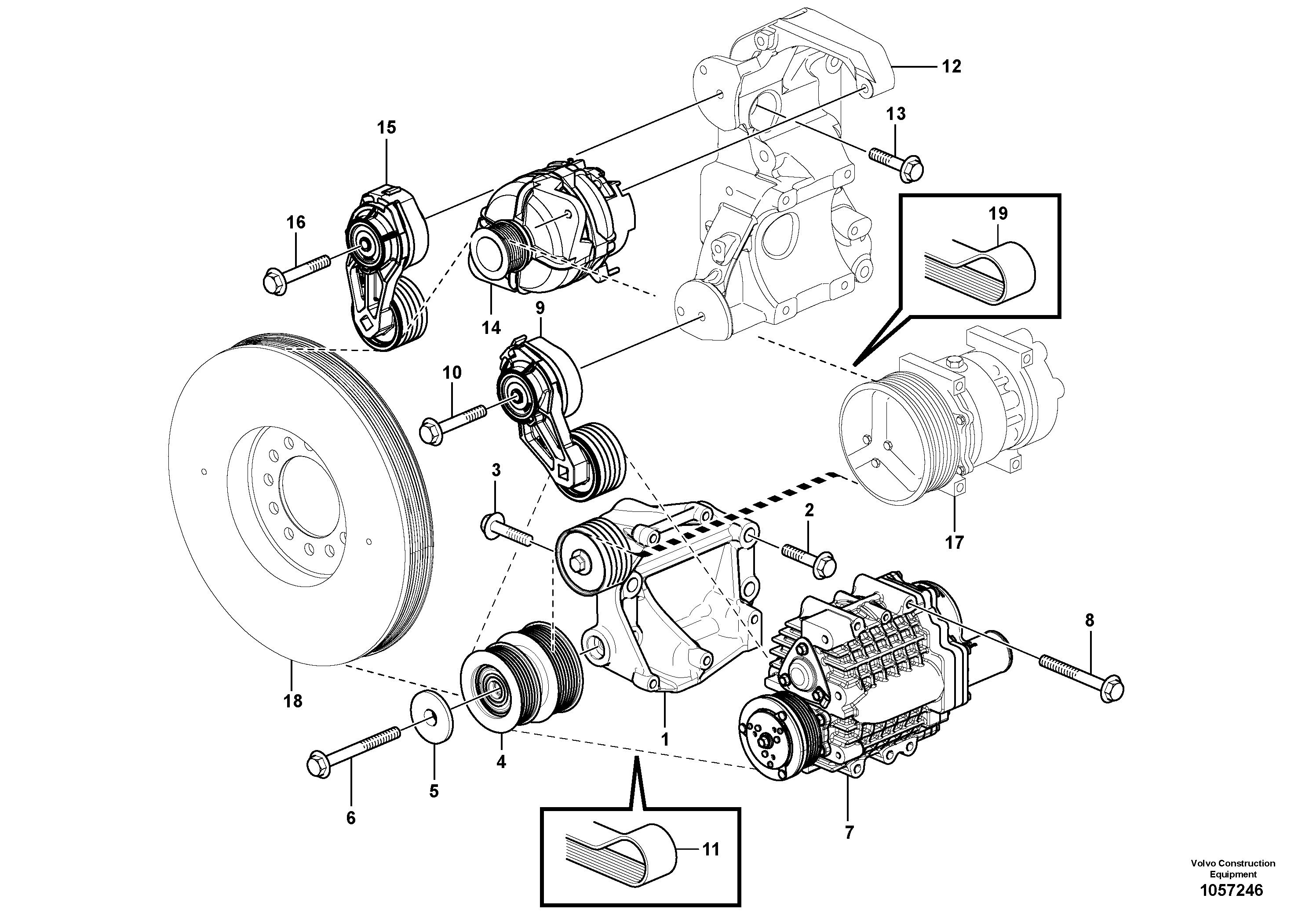 Схема запчастей Volvo L150G - 104463 Belt transmission L150G