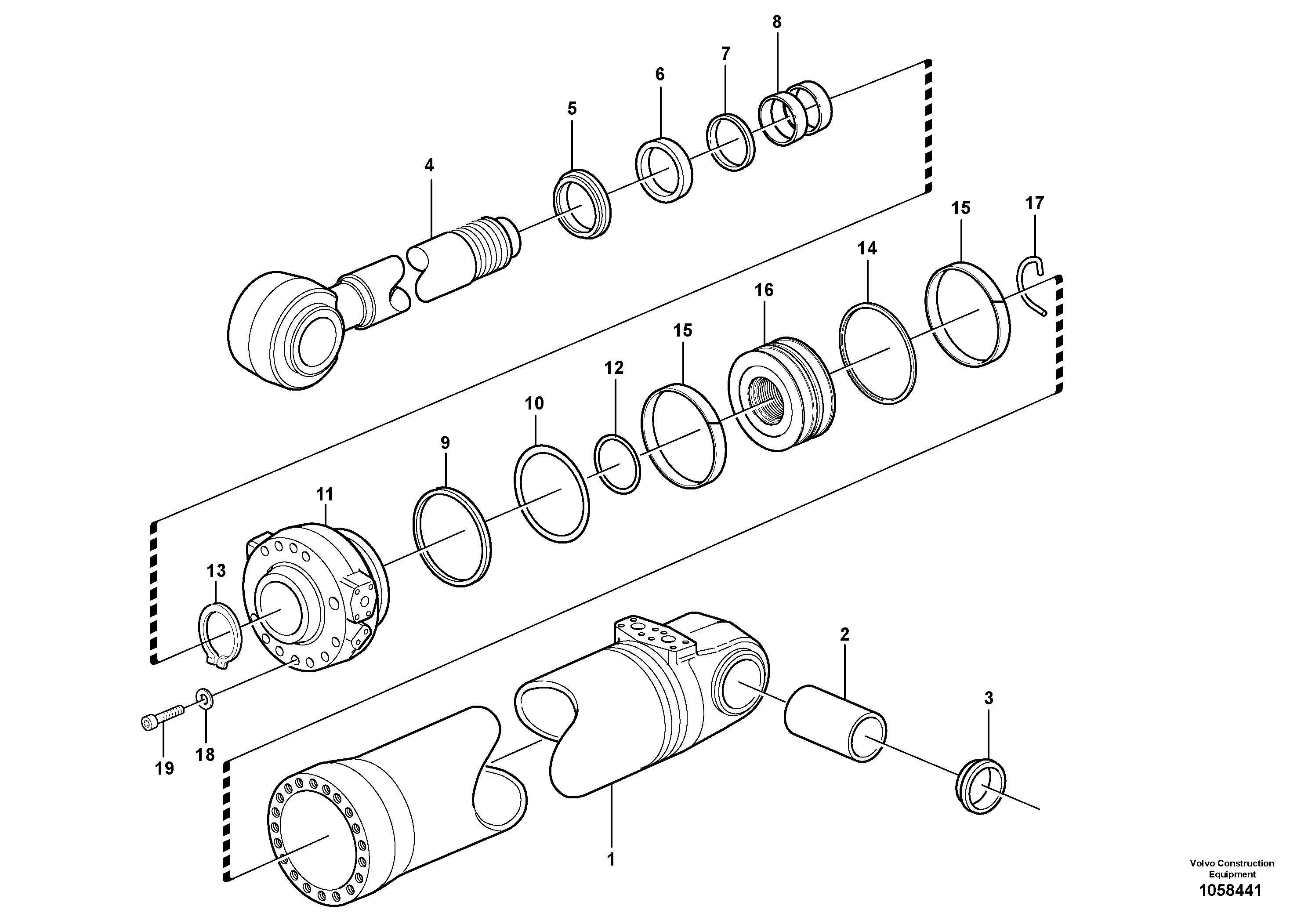 Схема запчастей Volvo L150G - 105406 Hydraulic cylinder, tilting L150G