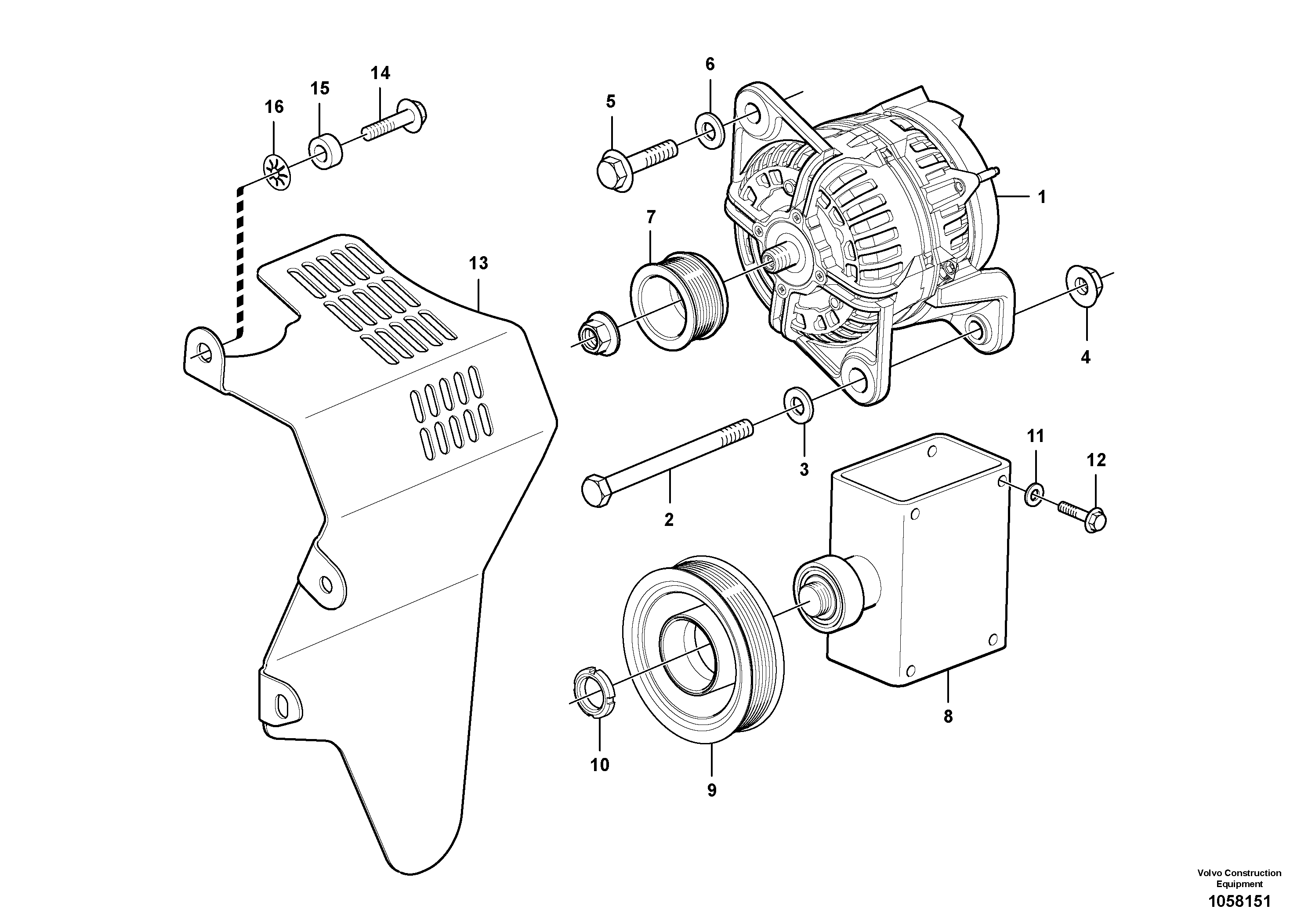 Схема запчастей Volvo L150G - 103121 Alternator with assembling details L150G