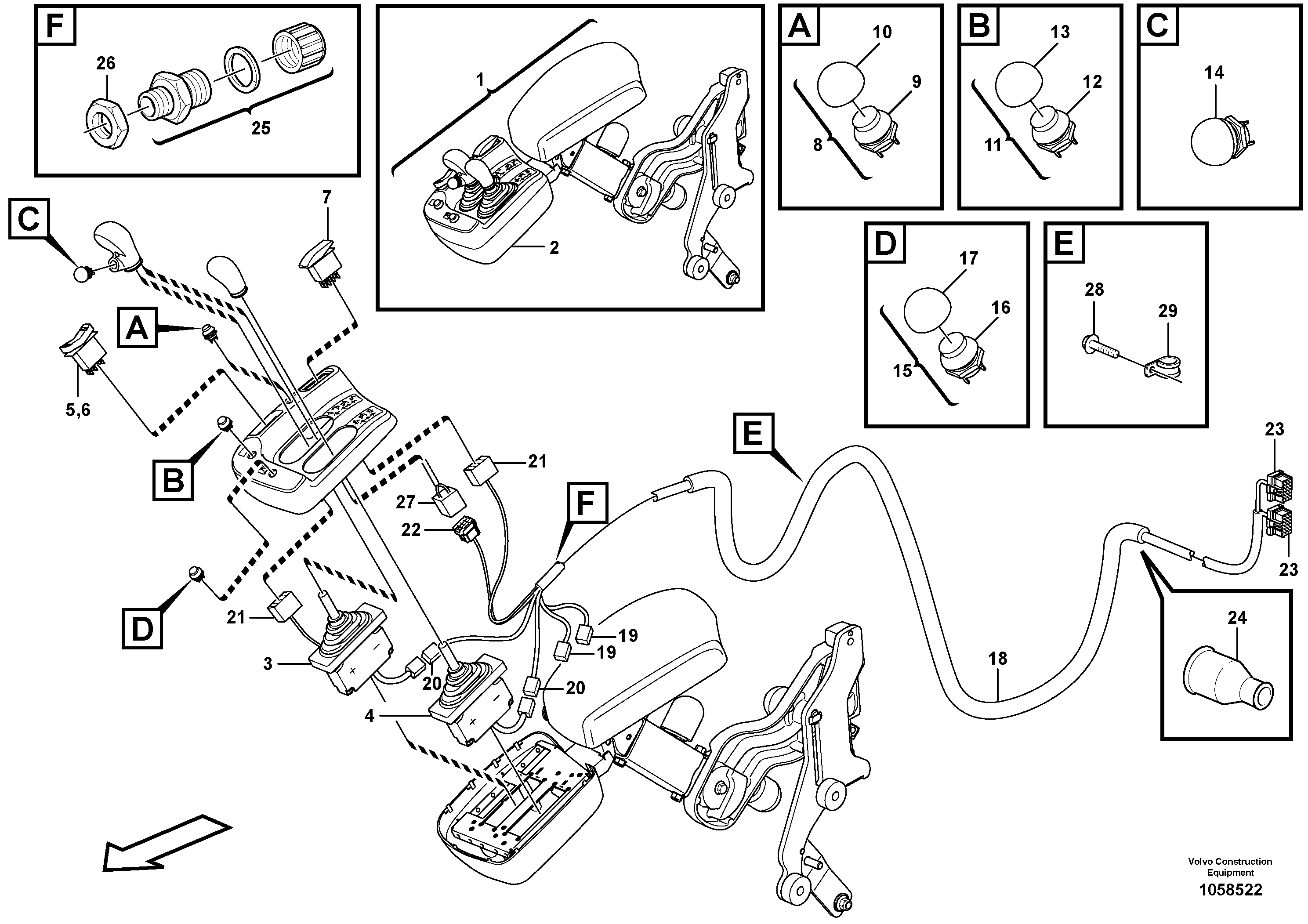 Схема запчастей Volvo L150G - 103123 Cable harness, two-lever el.hydraulic servo L150G