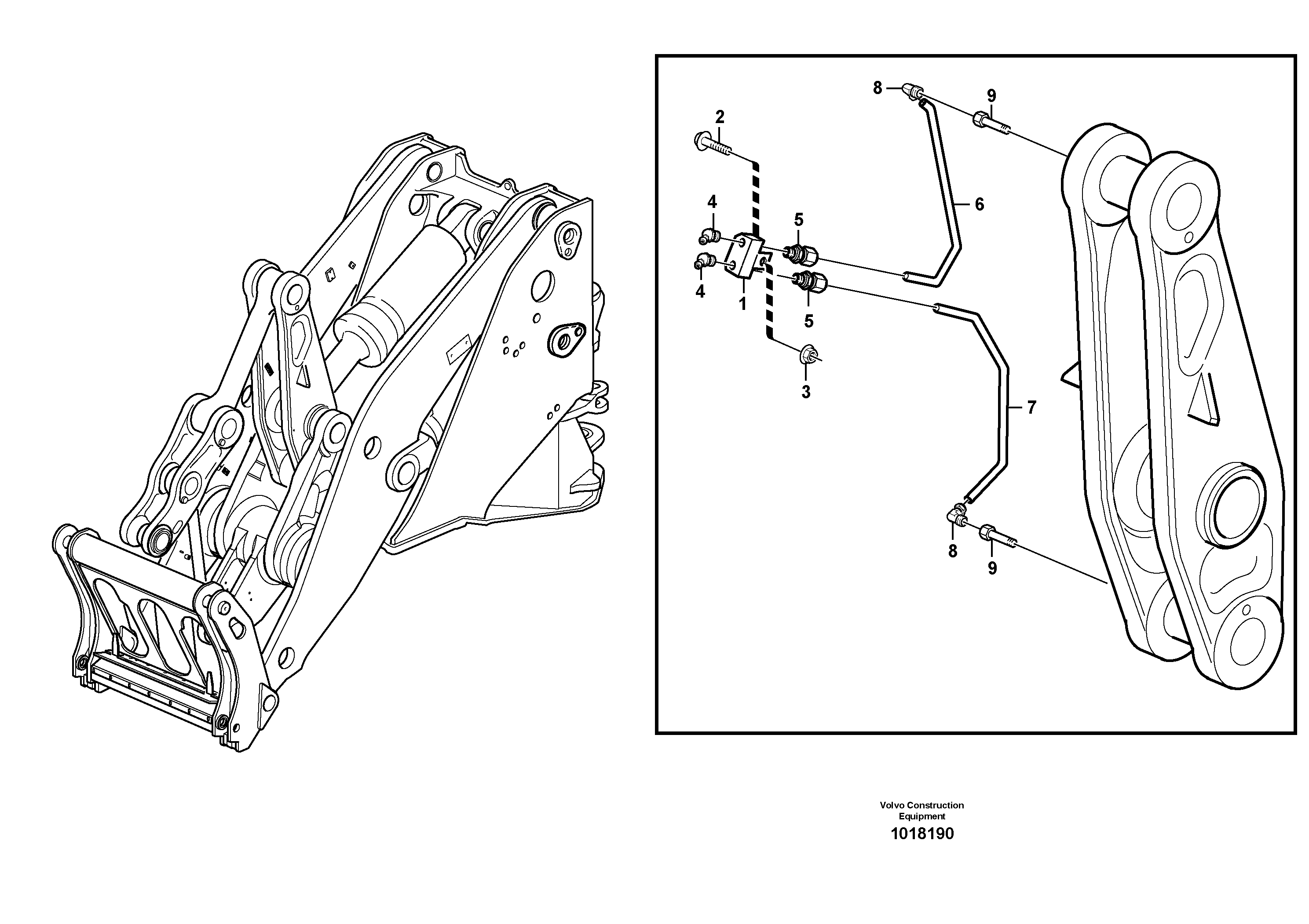 Схема запчастей Volvo L180G - 103912 Extended lube points for lift arm system L180G