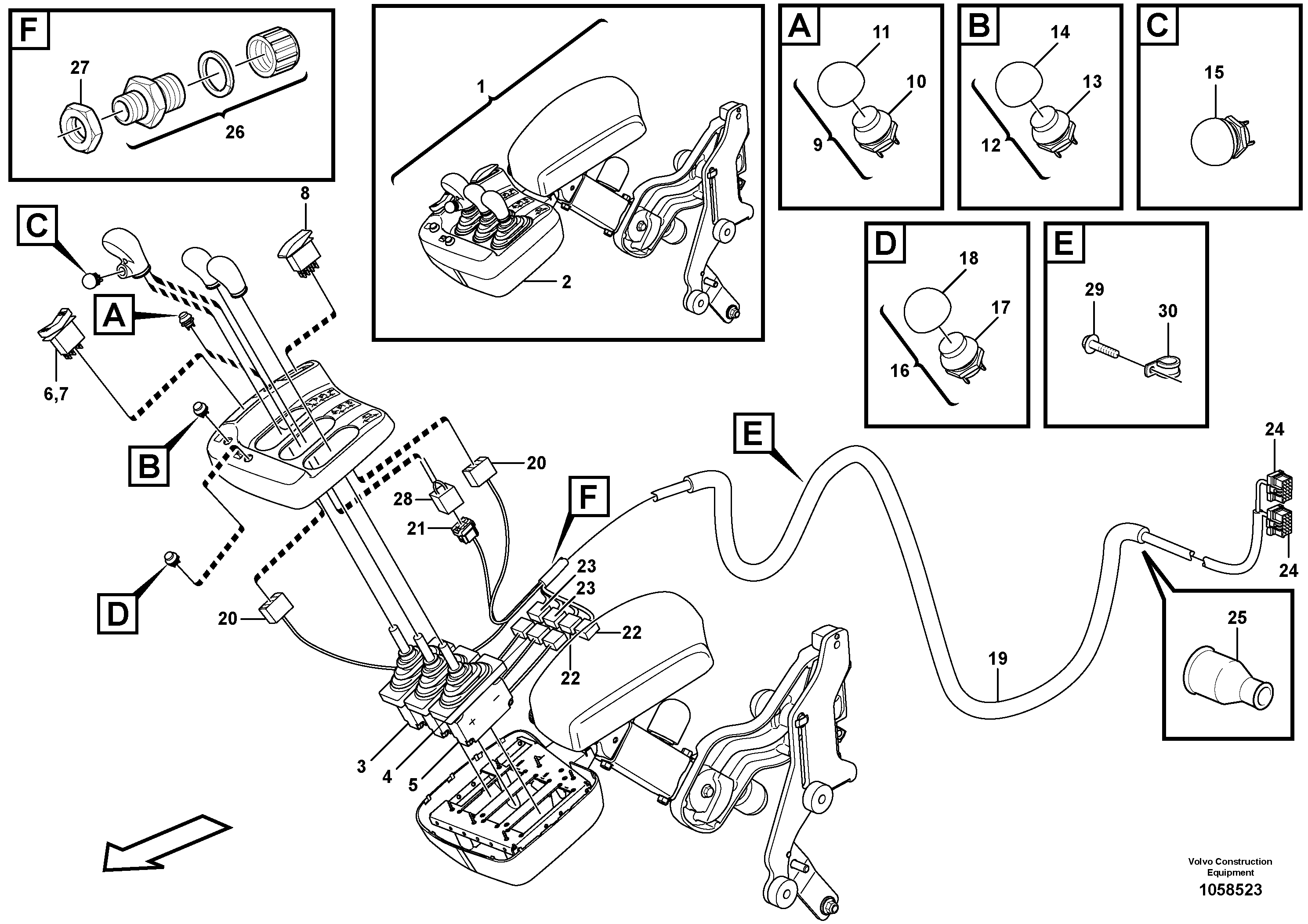 Схема запчастей Volvo L180G - 101652 Cable harness, three-lever el.hydraulic servo L180G