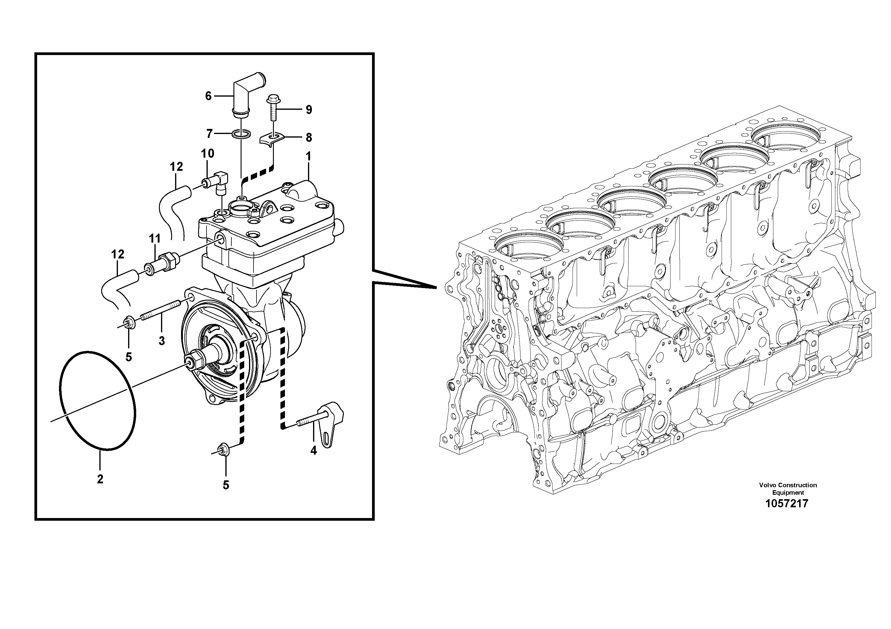 Схема запчастей Volvo L220G - 101704 Air-compressor with fitting parts L220G