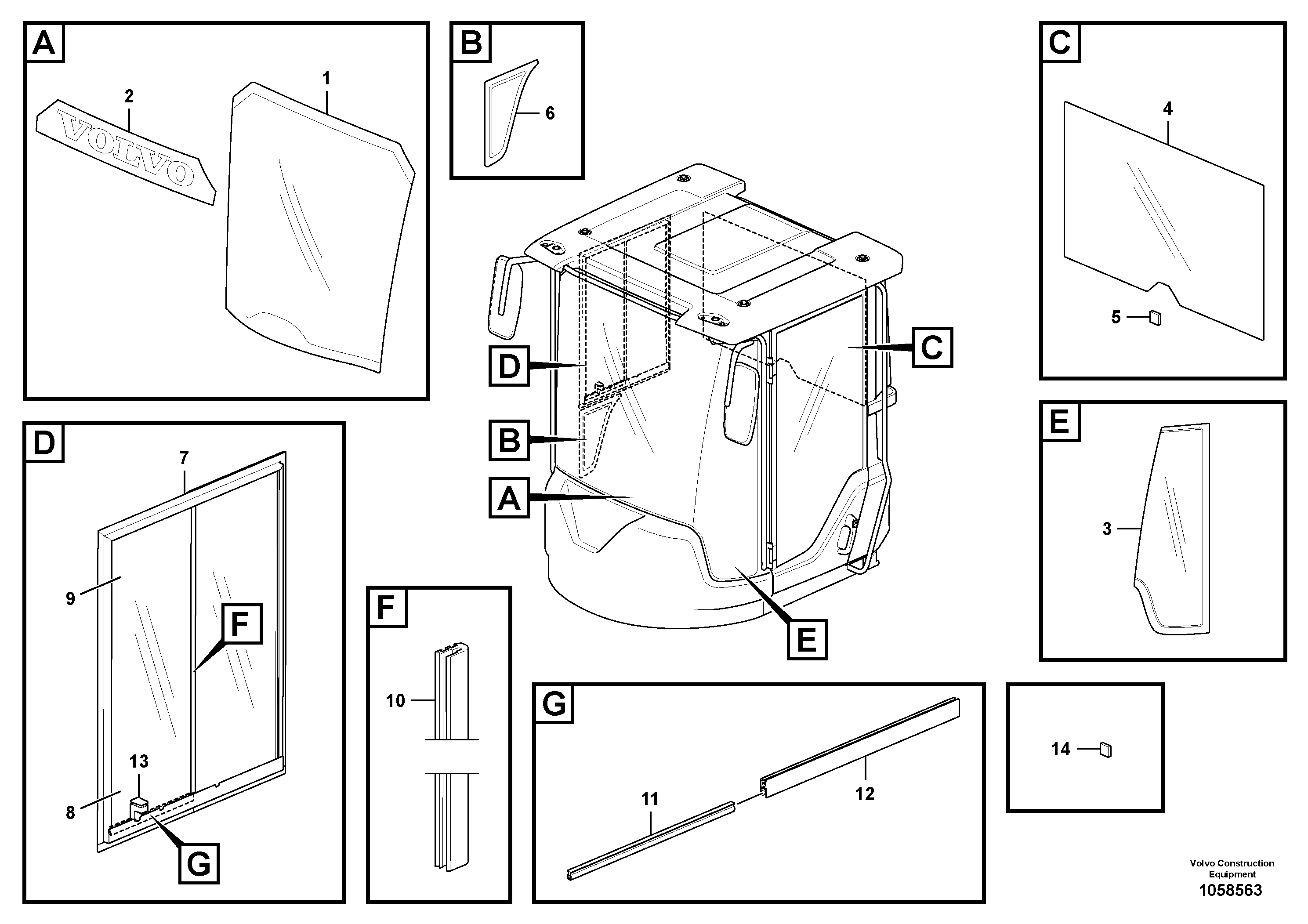 Схема запчастей Volvo L220G - 101699 Glass panes L220G