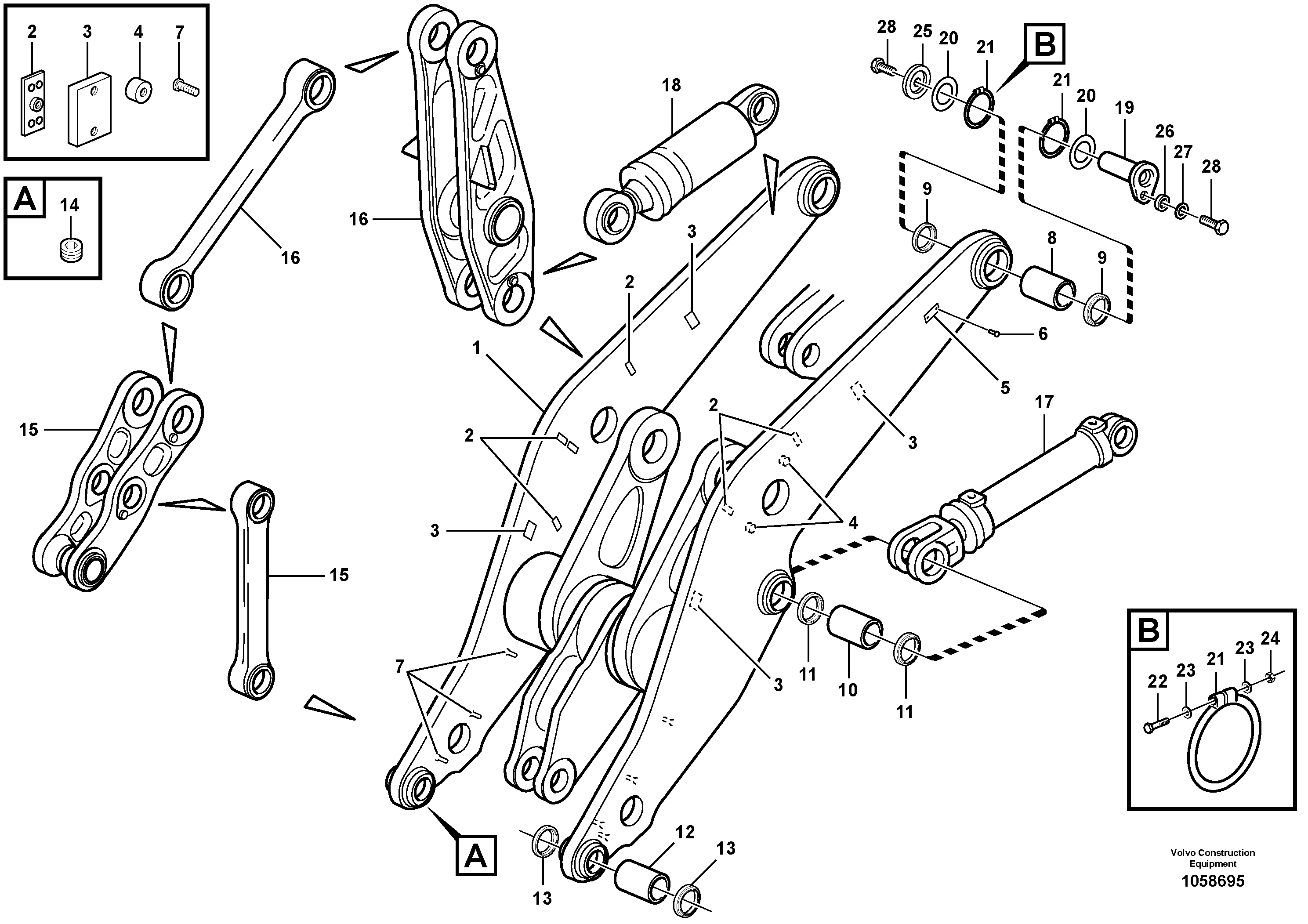 Схема запчастей Volvo L220G - 104840 Lifting frame work with assembly parts L220G