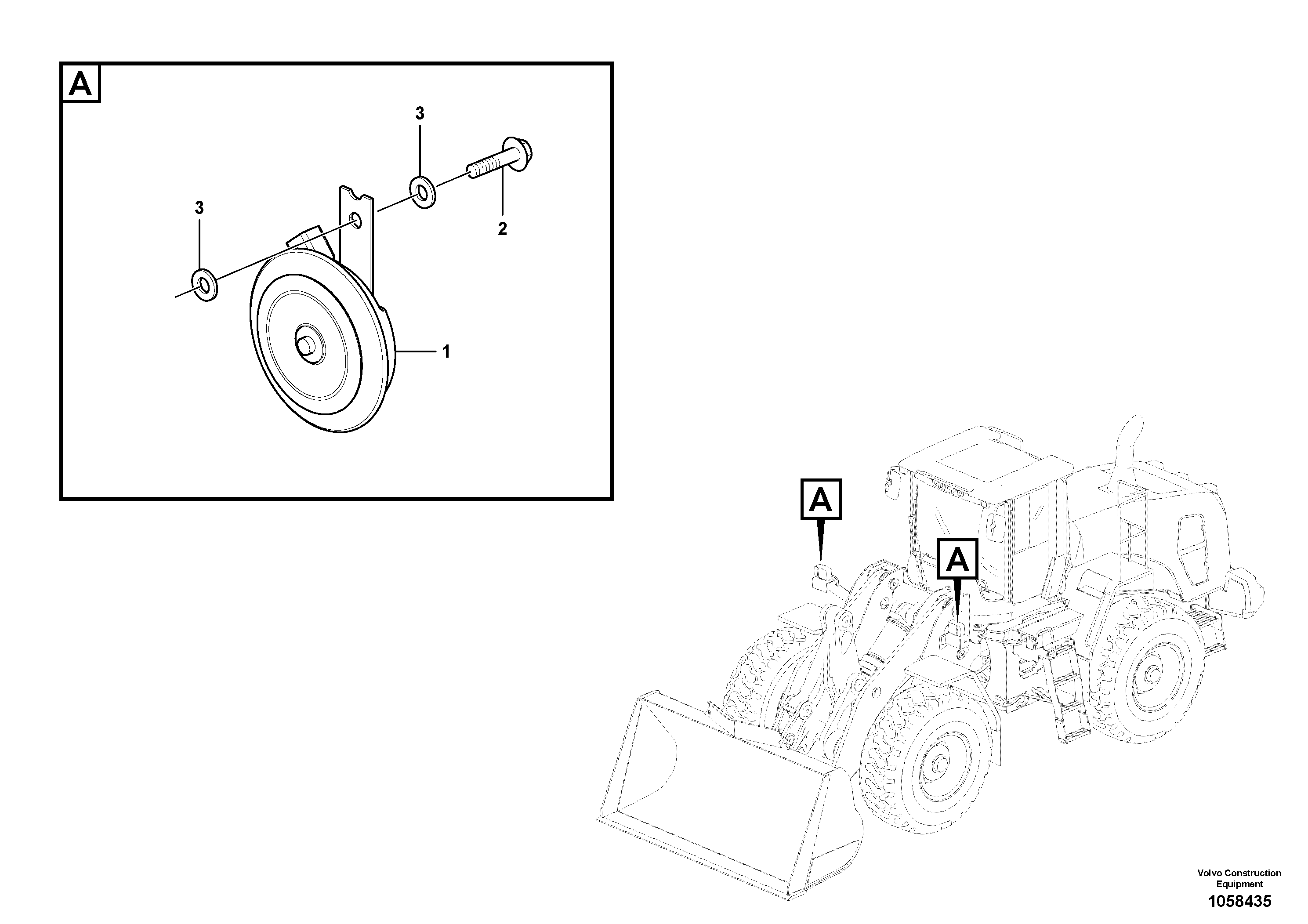 Схема запчастей Volvo L220G - 104558 Horn L220G