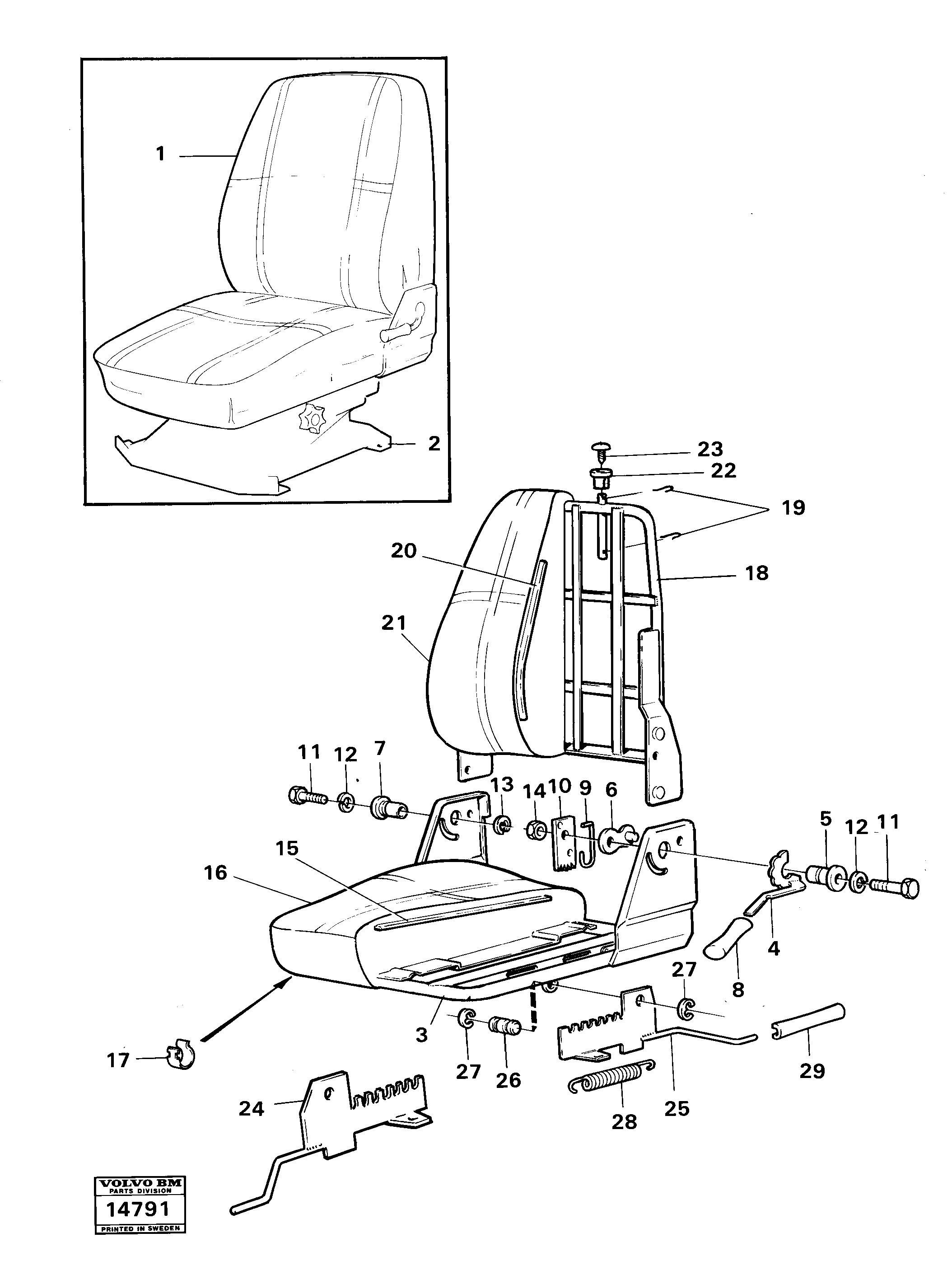 Схема запчастей Volvo 4300 4300 - 22280 Operators seat 