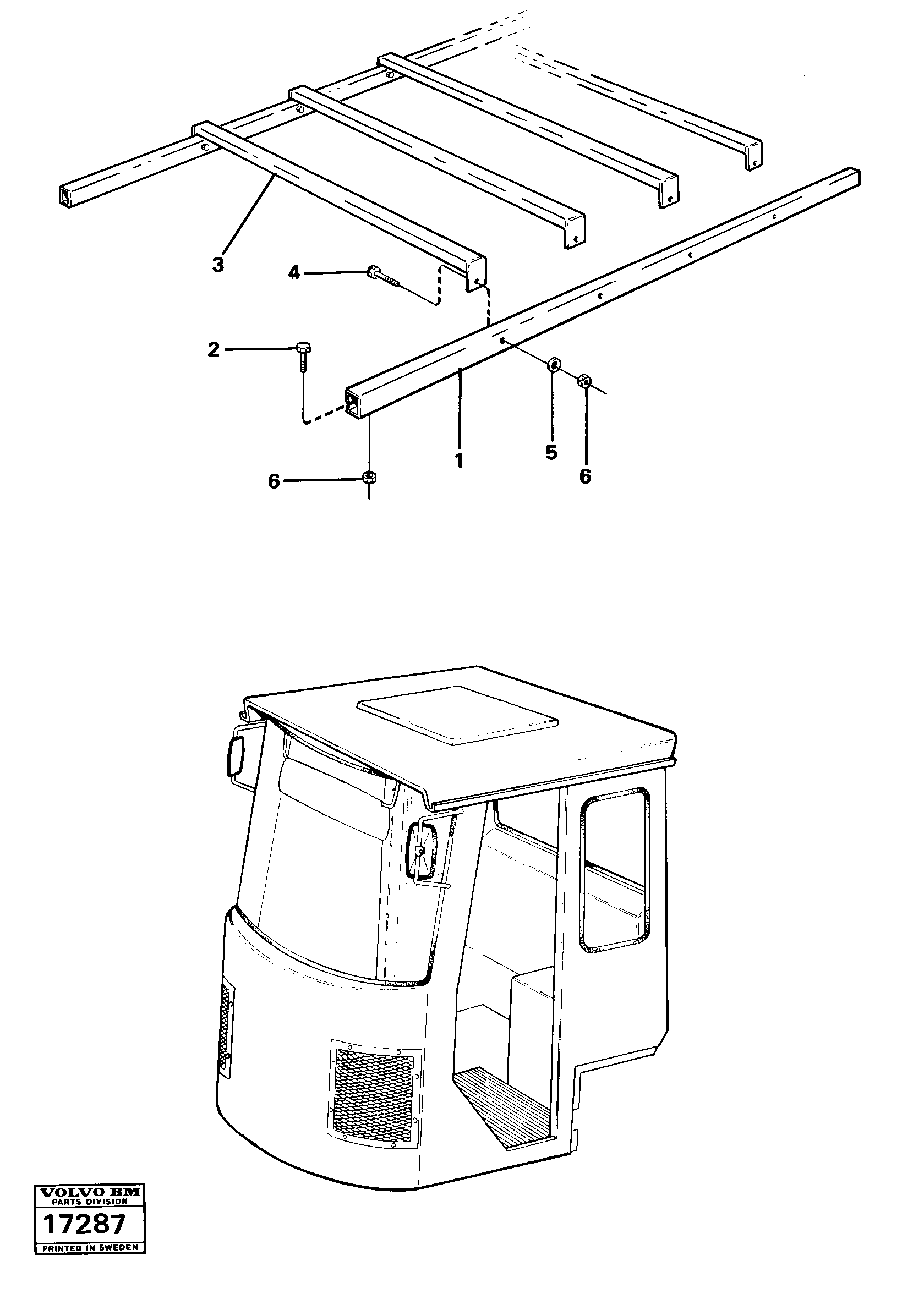 Схема запчастей Volvo 4300 4300 - 22282 Safety roof 98556 