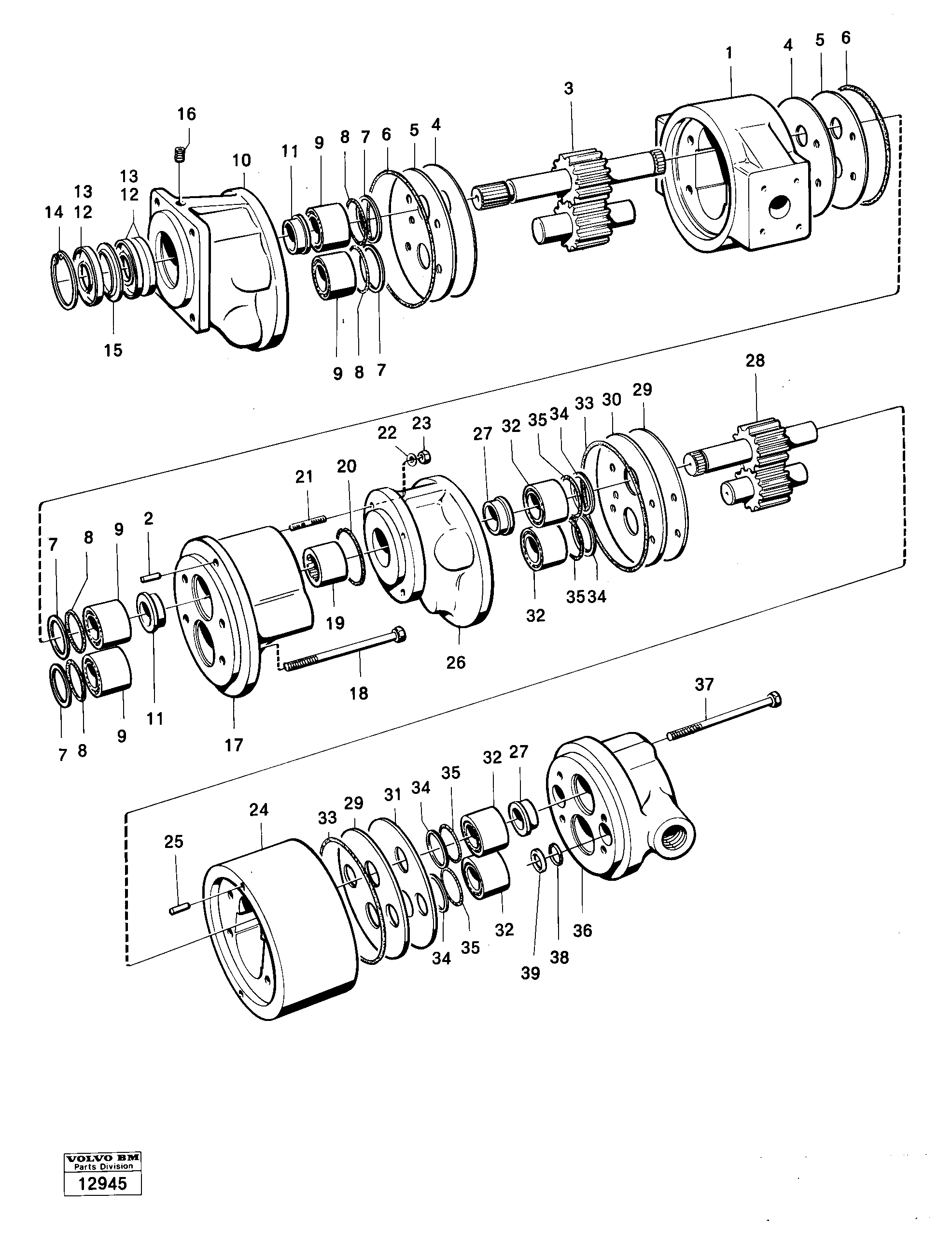 Схема запчастей Volvo 4300 4300 - 27581 Hydraulic-oil pump prod no 33100, 33105 