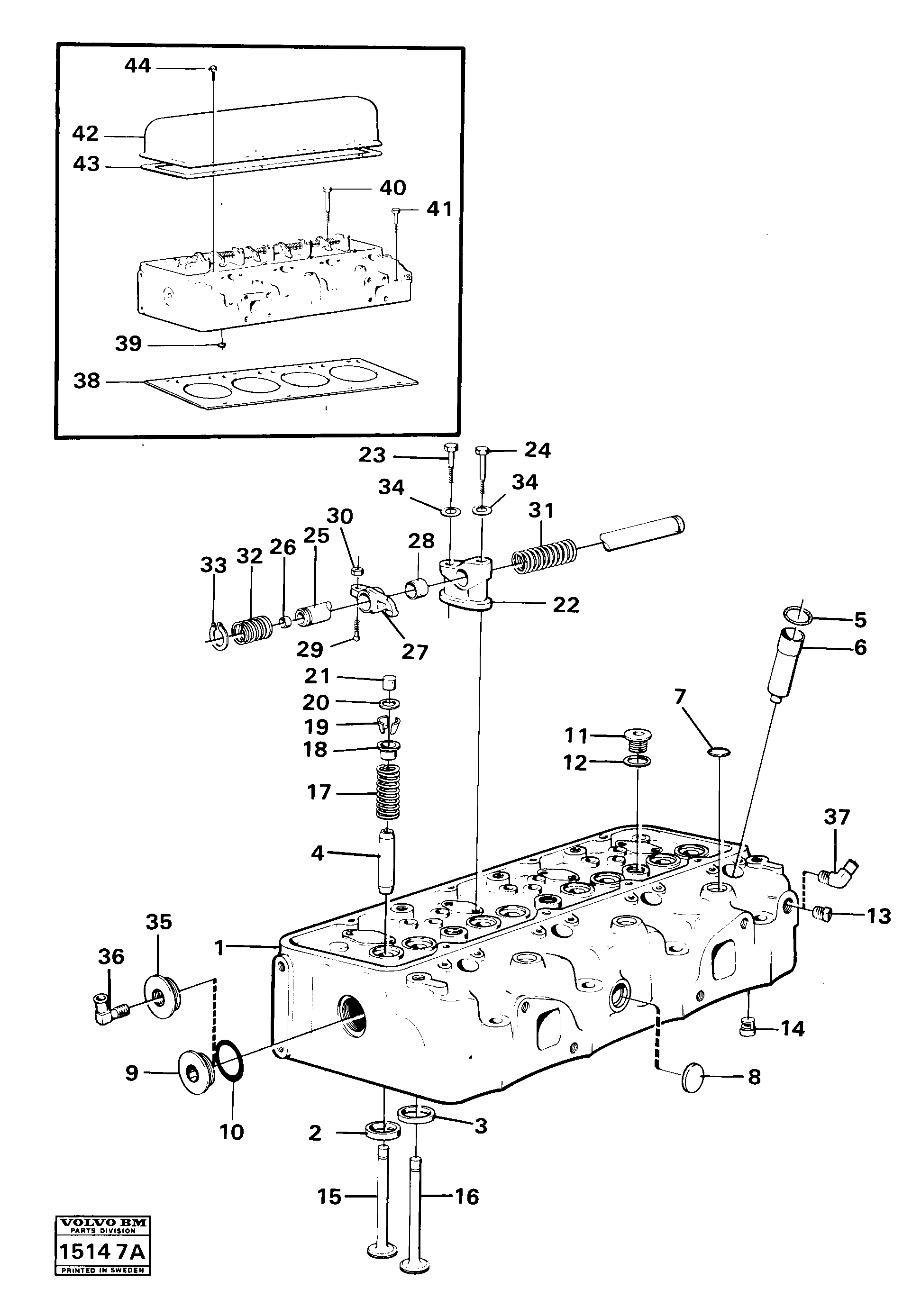 Схема запчастей Volvo 4300 4300 - 24412 Cylinder head prod no 16100, 16106 