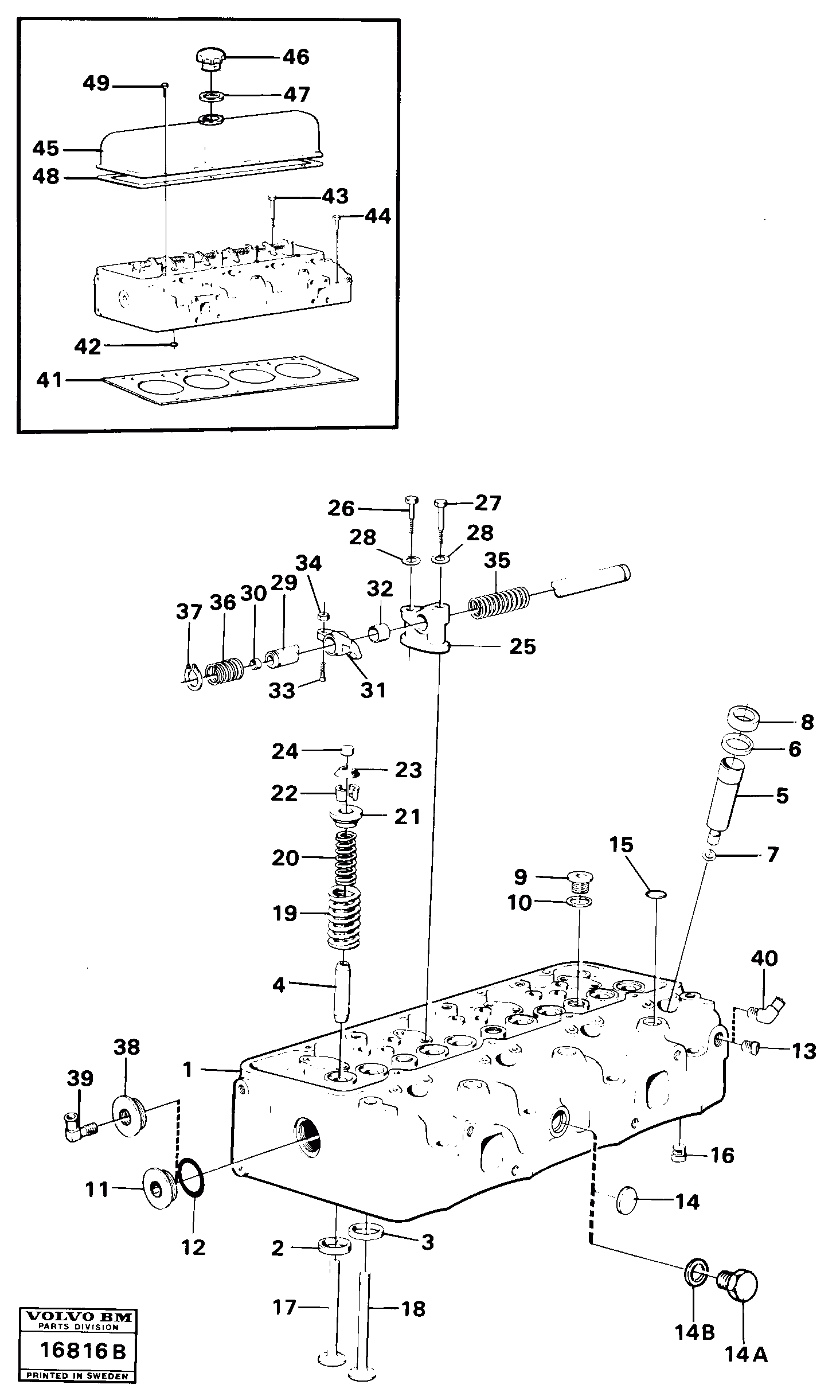 Схема запчастей Volvo 4300 4300 - 24413 Cylinder head prod no 16300,16305, 16307 