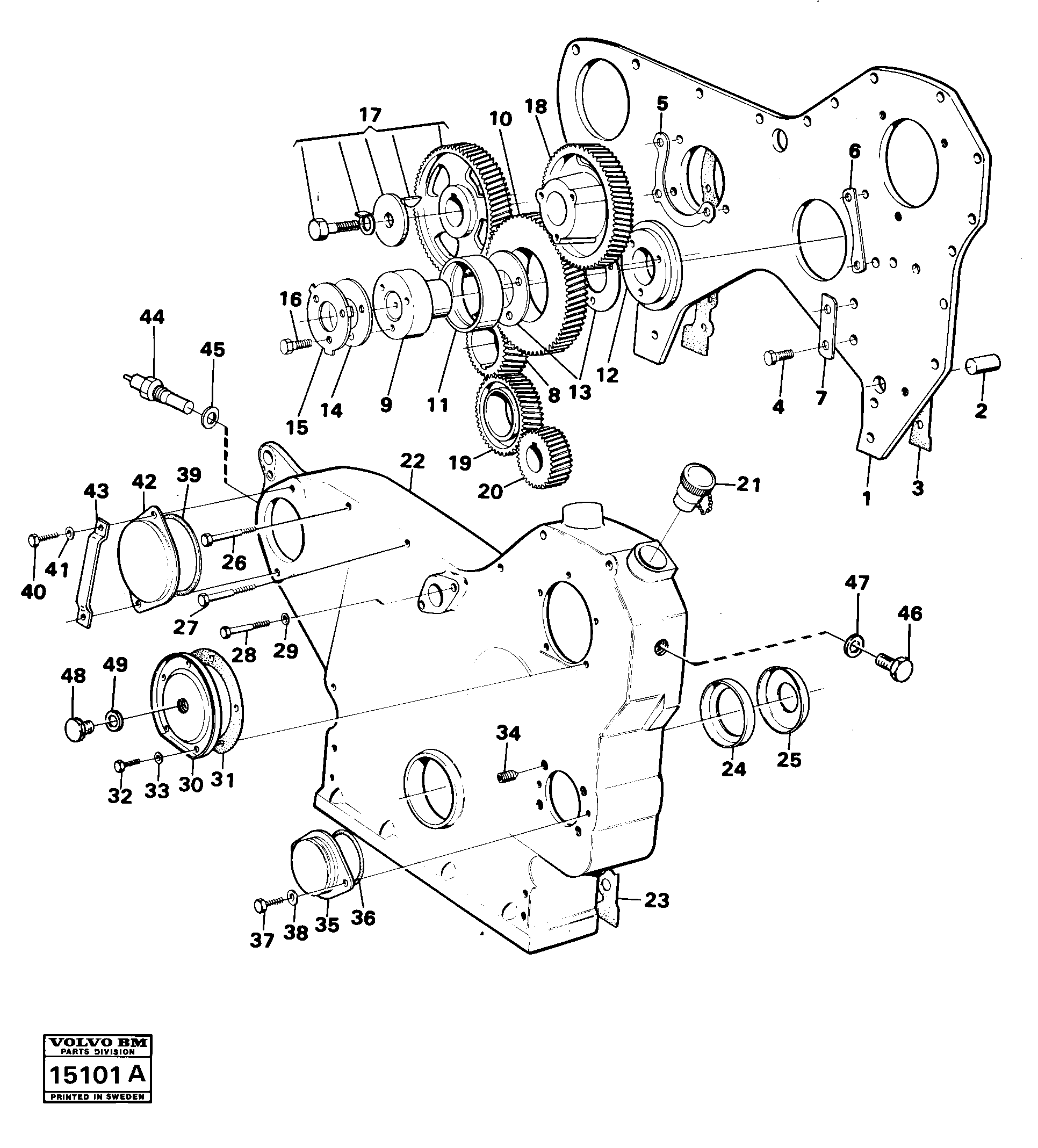 Схема запчастей Volvo 4300 4300 - 99800 Timing gear casing and gears 