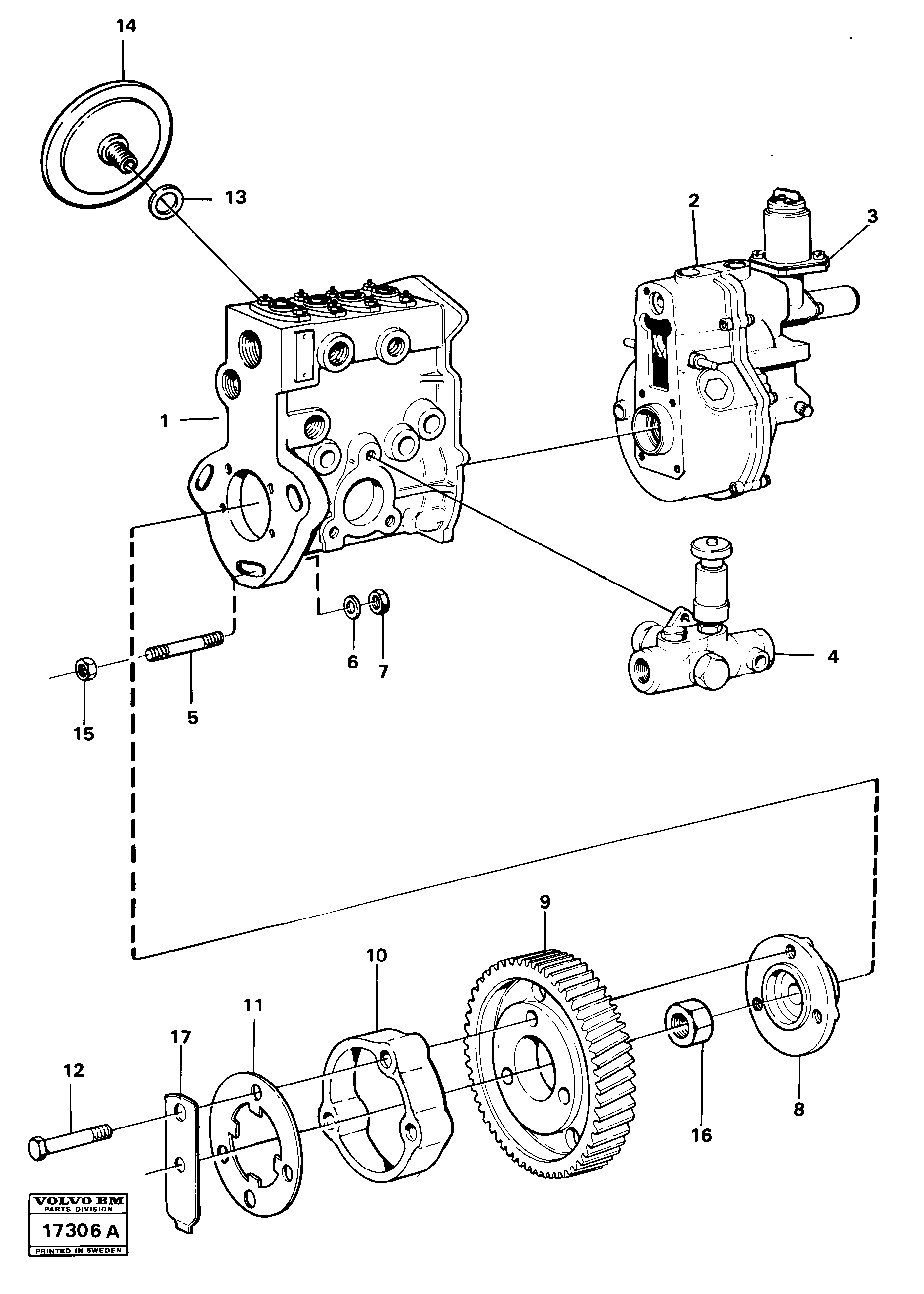 Схема запчастей Volvo 4300 4300 - 16219 Fuel injections pump withfitting parts Prod No 16307,mo 59883- 