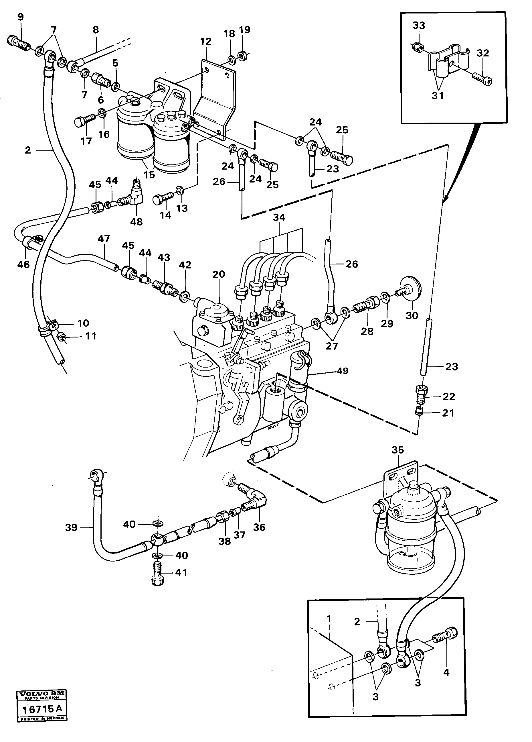 Схема запчастей Volvo 4300 4300 - 24423 Fuel system mo 48198-59882 